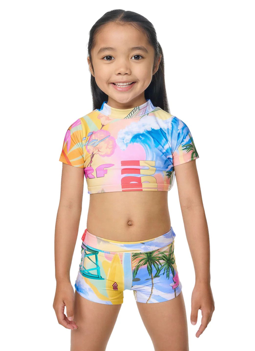 Rip Curl Girls' Malibu Short Sleeve Two Piece Short Bikini Set (Toddler, Little Kid) - Image 3