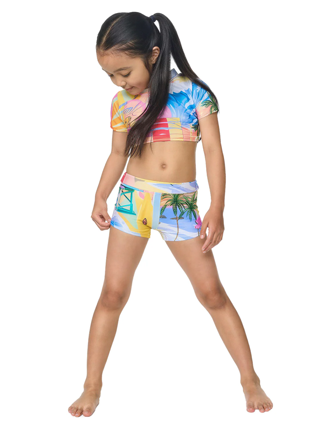 Rip Curl Girls' Malibu Short Sleeve Two Piece Short Bikini Set (Toddler, Little Kid) - Image 5