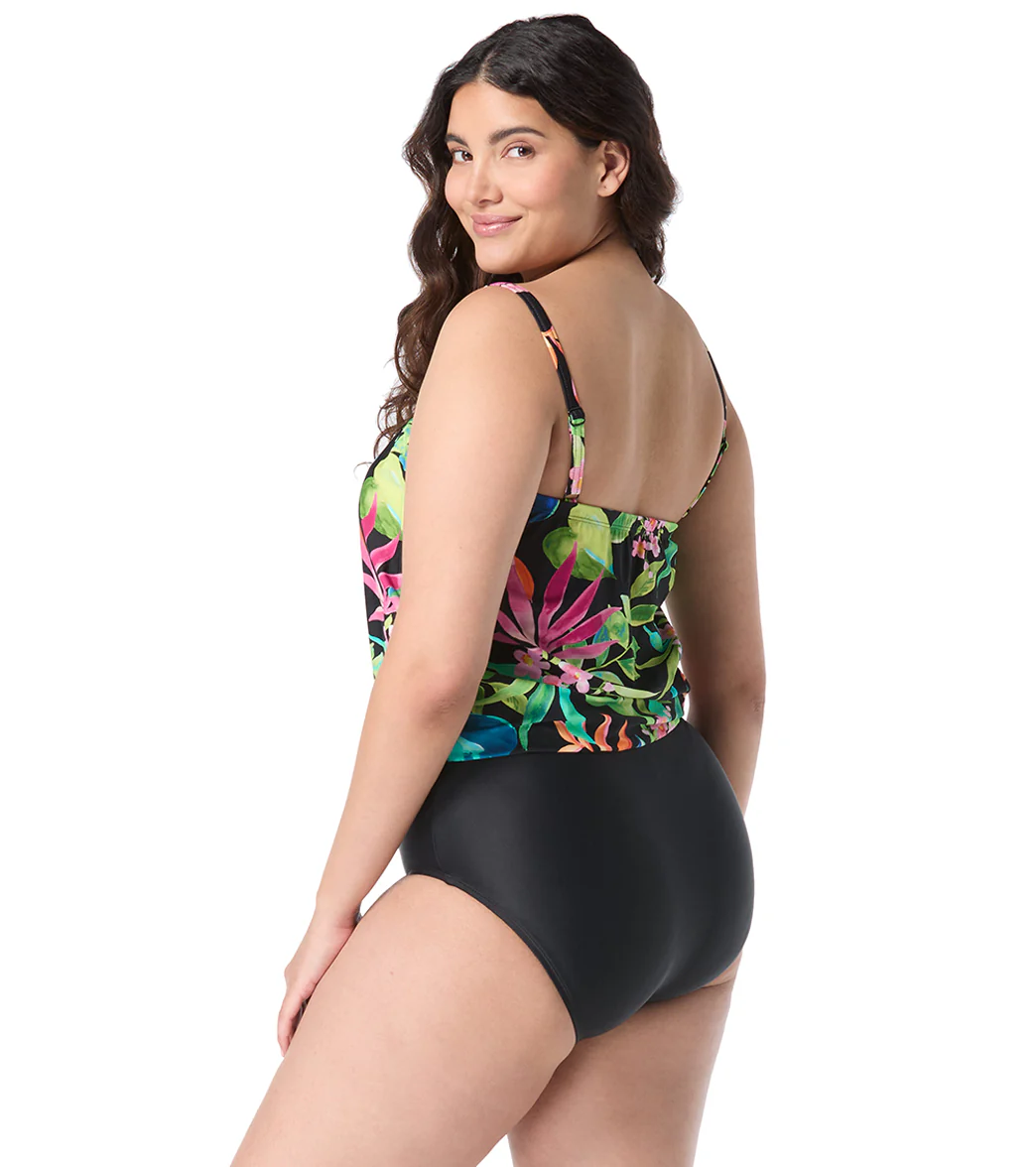 Roxanne Women's Chlorine Resistant Bra Sized Tropical One Piece Swimsuit Blouson (C/D/DD Cup) - Image 2