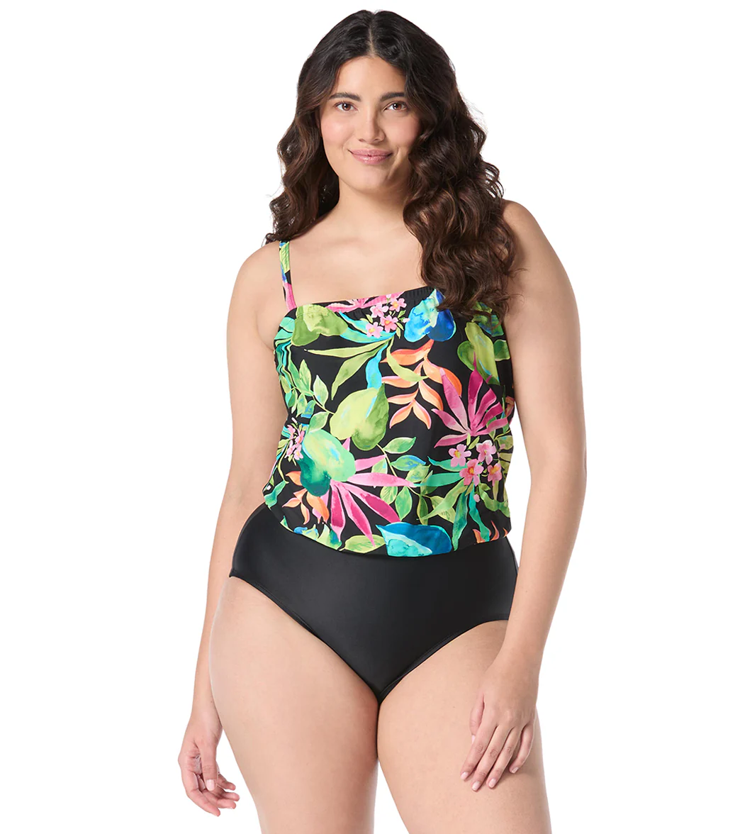 Roxanne Women's Chlorine Resistant Bra Sized Tropical One Piece Swimsuit Blouson (C/D/DD Cup) - Image 4