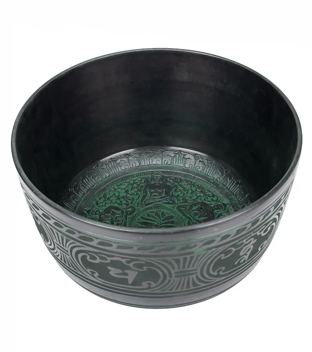 Sacred Space Healing Note New Etched D Chakra Tibetan Singing Bowl 10.75" - Image 4