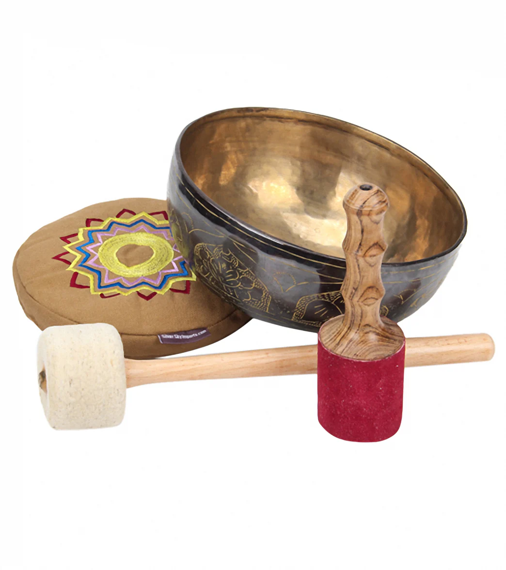 Sacred Space Huge Master Healing Note D Chakra Engraved Singing Bowl 9" - Image 2