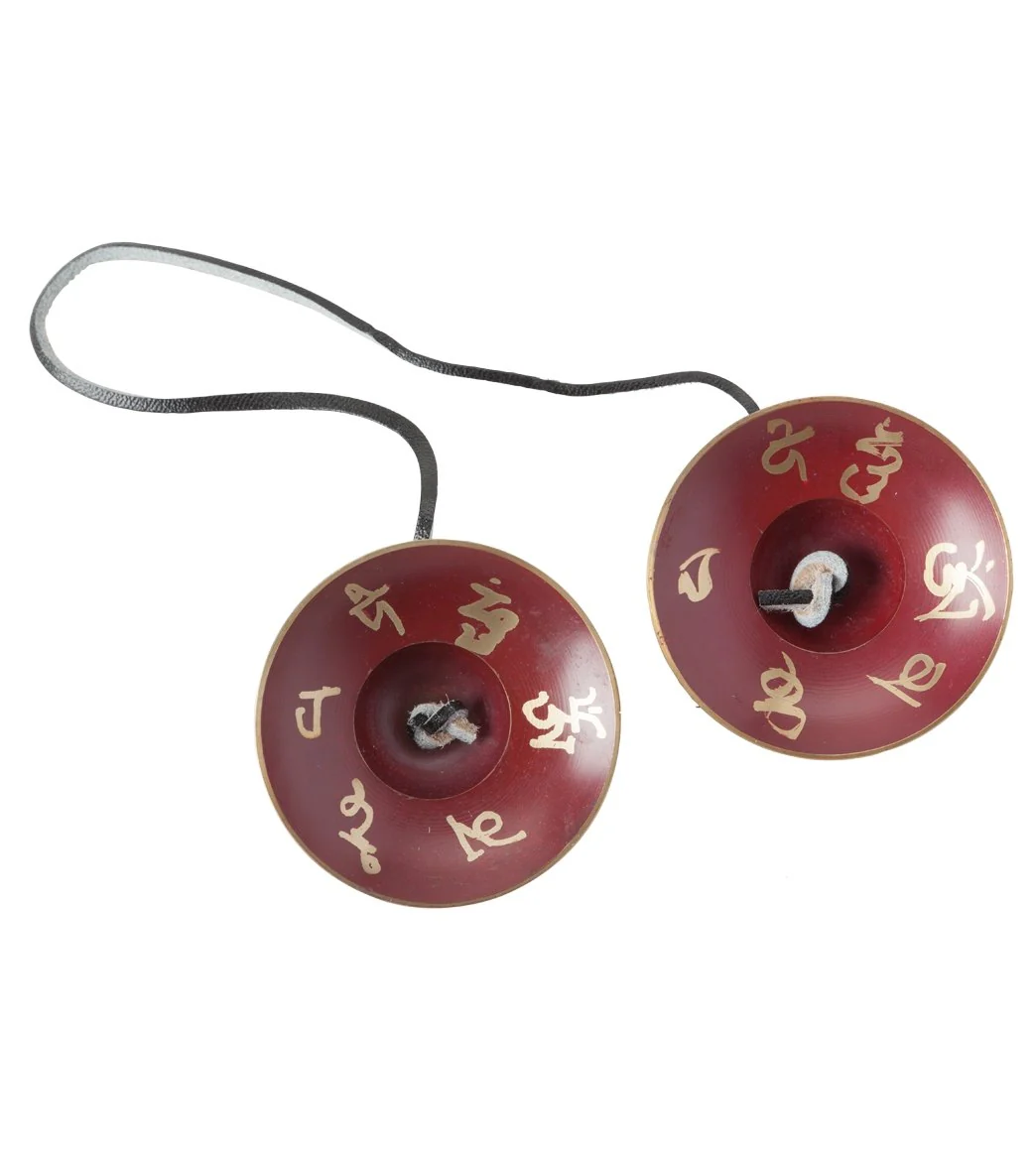 Sacred Space Lg Red Etched Tibetan Gong Tingsha Cymbals - Image 2