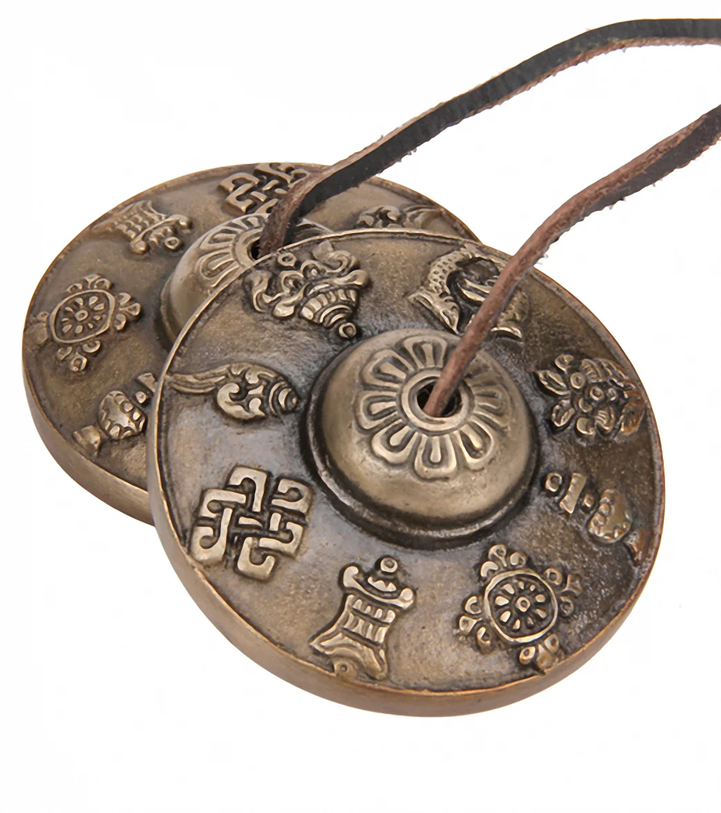 Sacred Space Med Intricate Auspicious Symbol Tibey Gong Tingsha Cymbals - Image 3