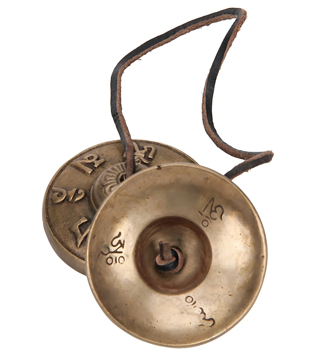 Sacred Space Med Unique Om Mani Padme Hum Tibetan Gong Tingsha Cymbals - Image 2