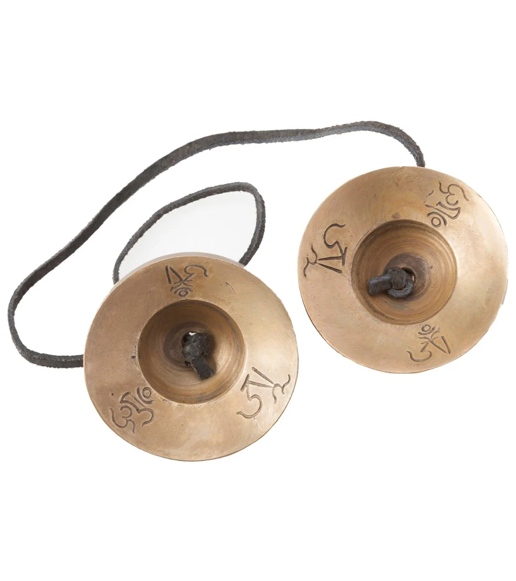 Sacred Space Small Unique Om Mani Padme Hum Tibetan Gong Tingsha Cymbals - Image 2