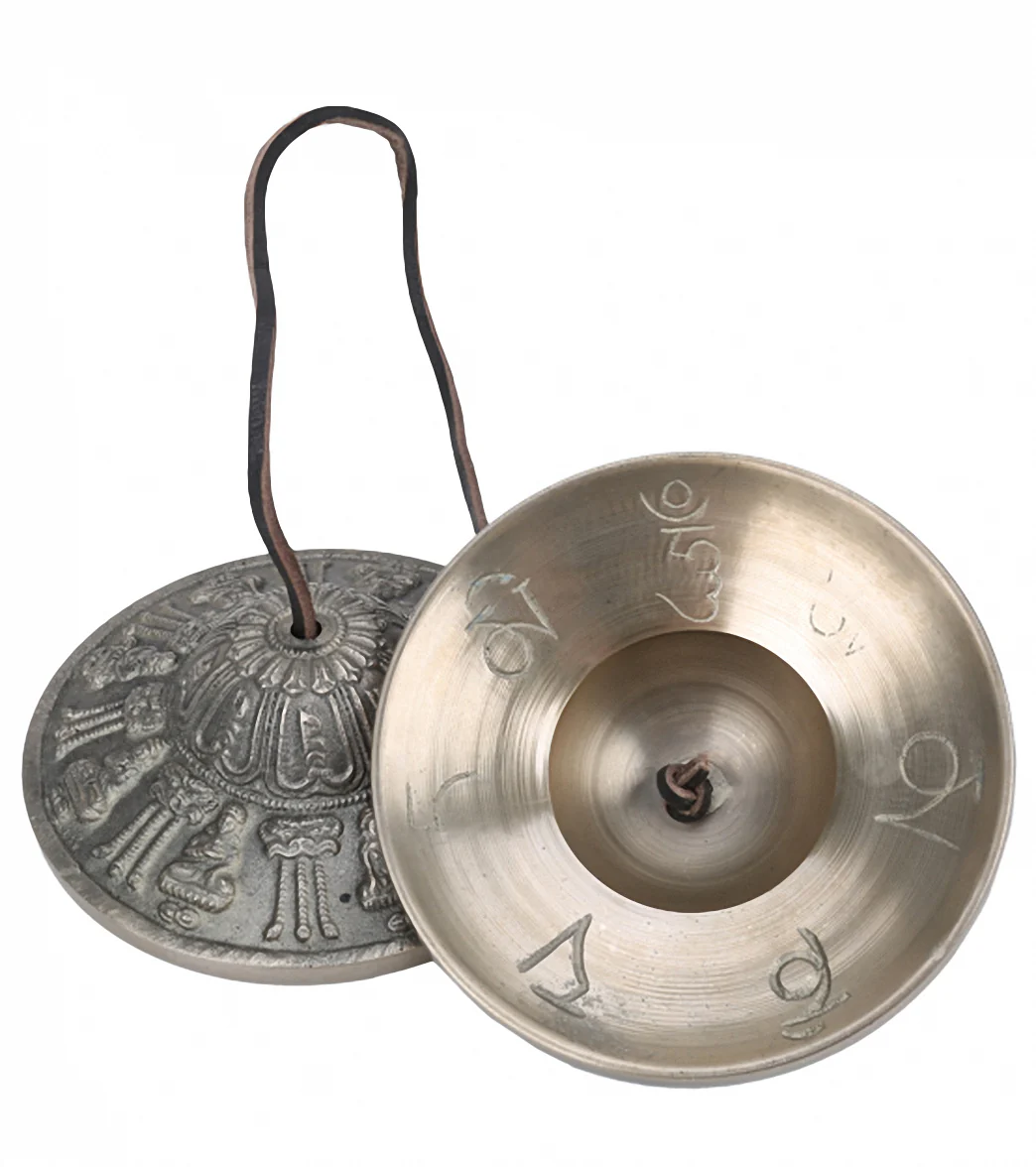 Sacred Space XXL Seated Buddha Symbol Tibetan Gong Tingsha Cymbals 4.5" - Image 2