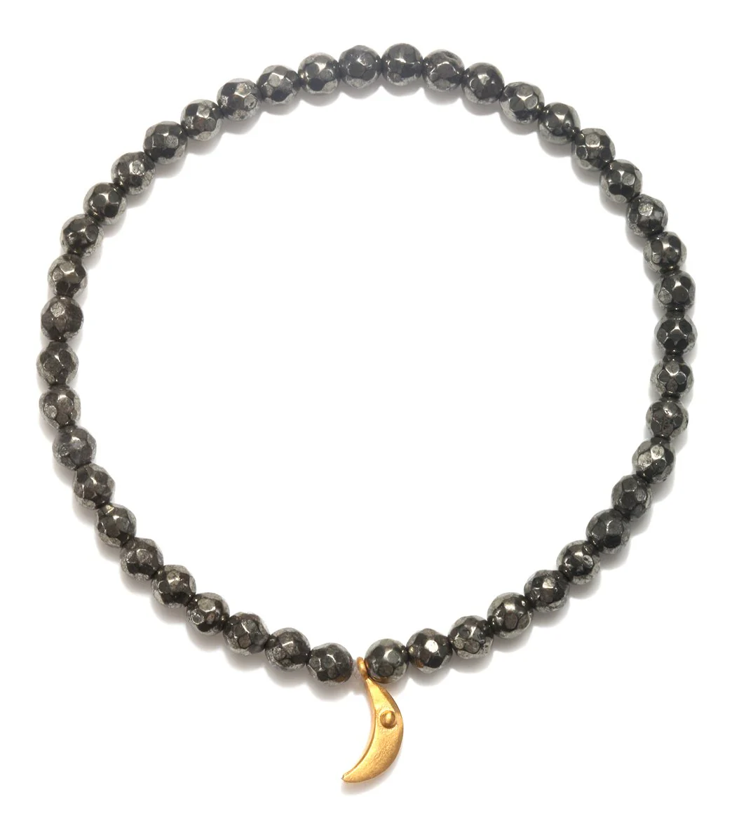 Satya Jewelry Black Onyx Crescent Moon Beaded Bracelet