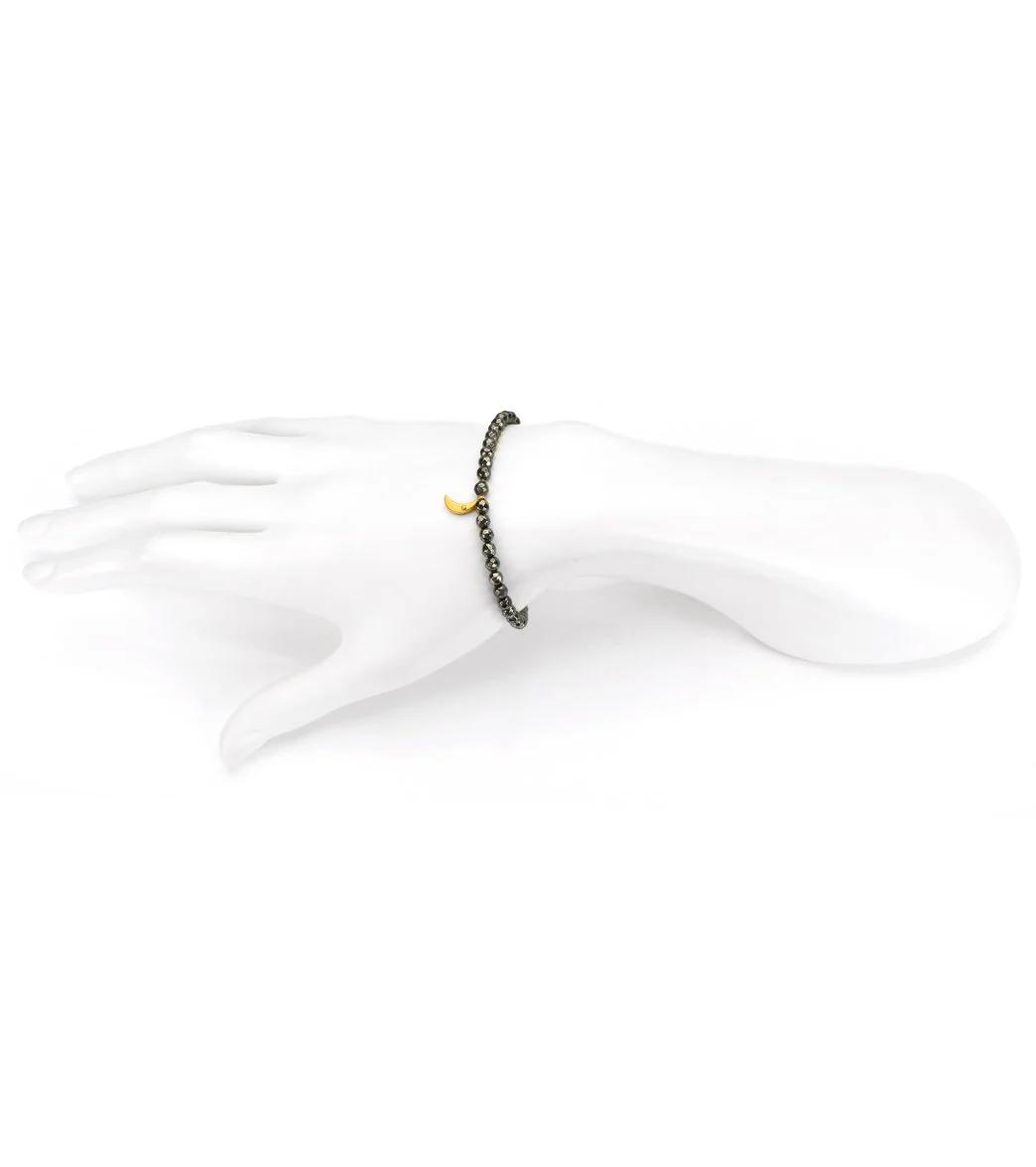 Satya Jewelry Black Onyx Crescent Moon Beaded Bracelet - Image 2