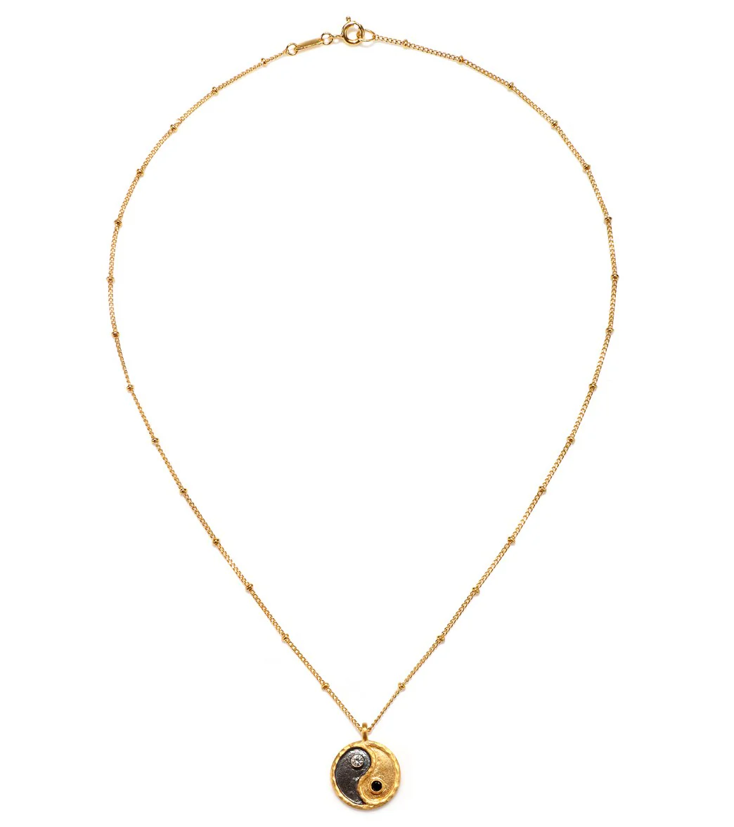 Satya Jewelry Gold w/ Black Spinel Yin Yang Necklace - Image 2