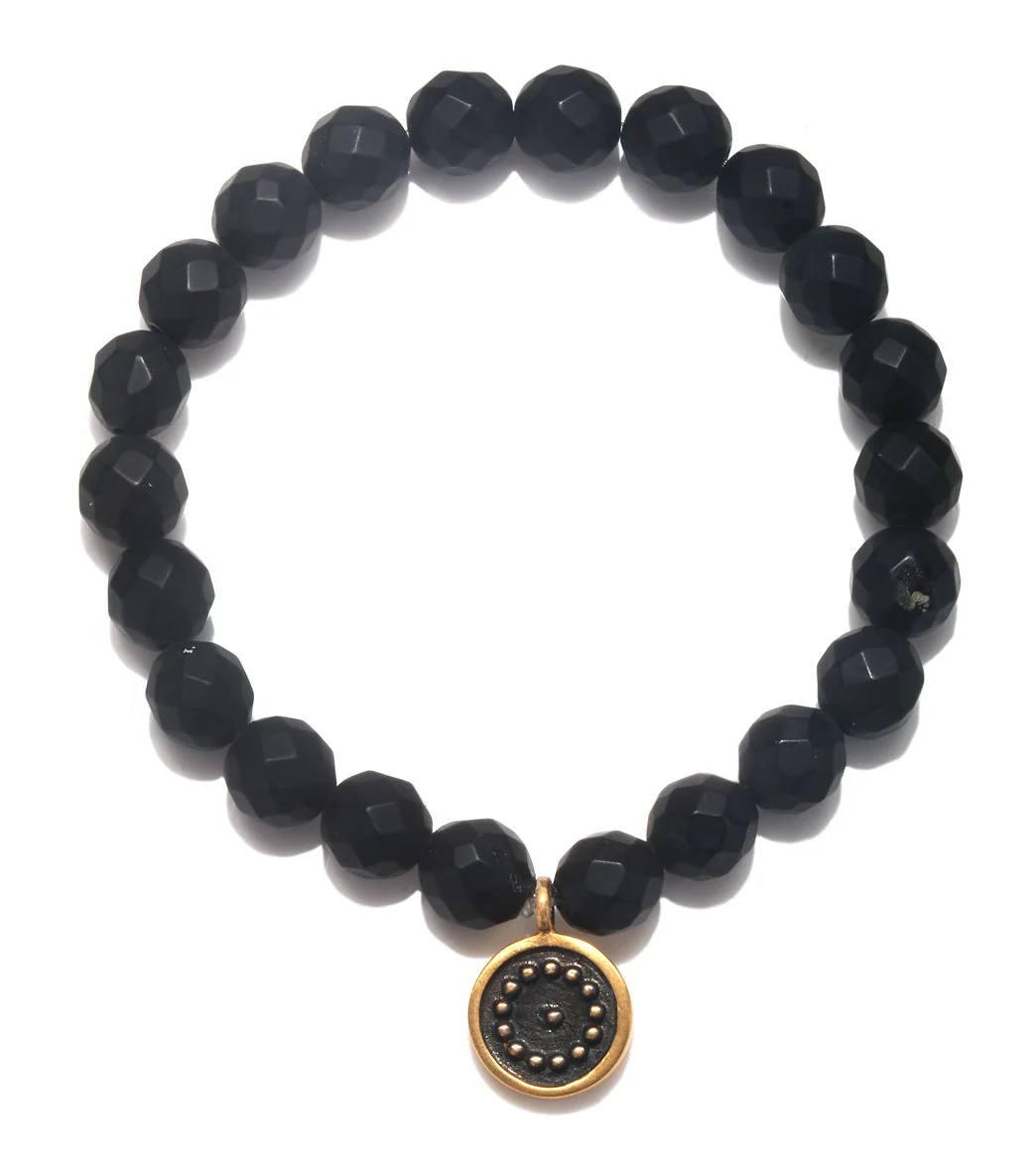 Satya Jewelry Matte Black Onyx w/ Sun Beaded Bracelet