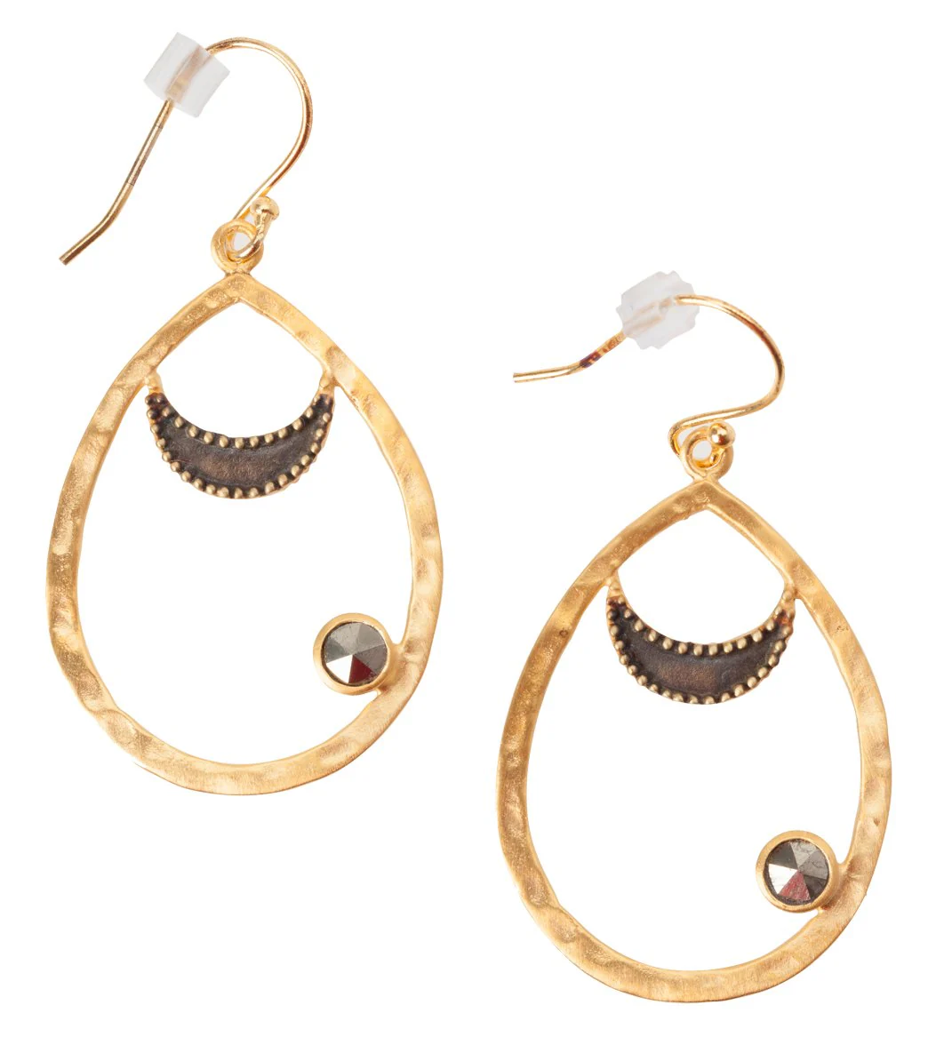 Satya Jewelry Pyrite Moon Earring