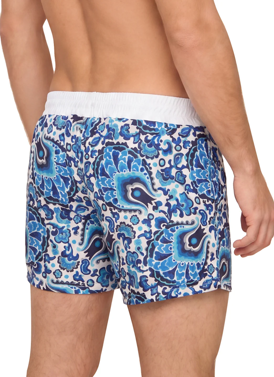 Sauvage Men's Blue Paisley Italian Swim Trunks - Image 8