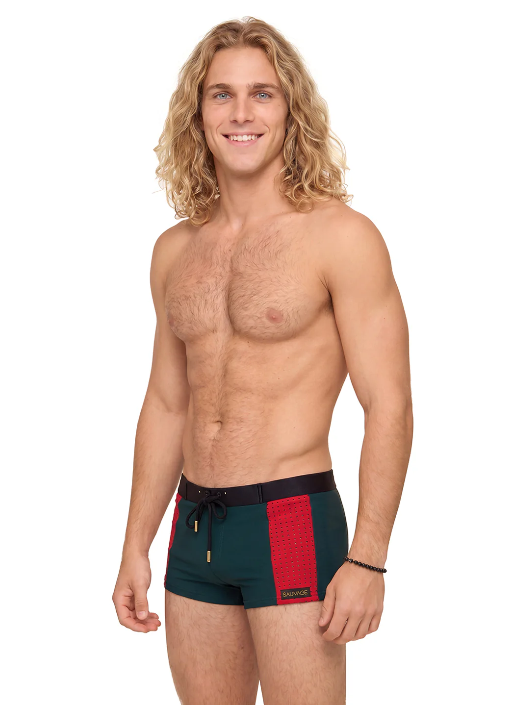 Sauvage Men's Perforated Sidepanel Square Leg Swimsuit - Image 2