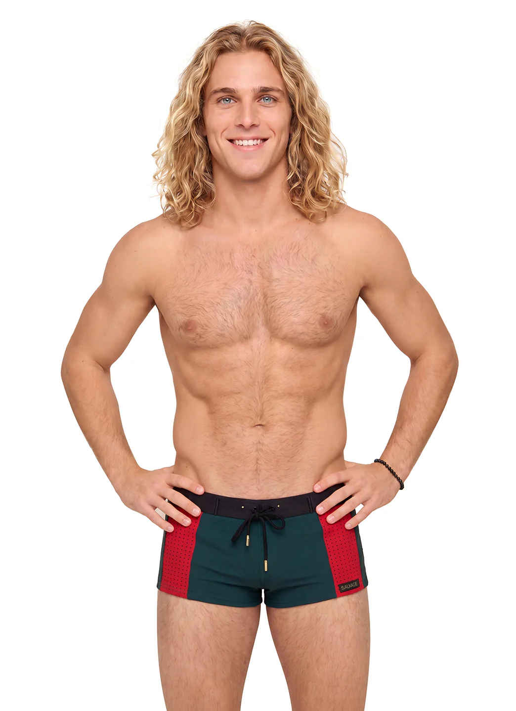 Sauvage Men's Perforated Sidepanel Square Leg Swimsuit - Image 3