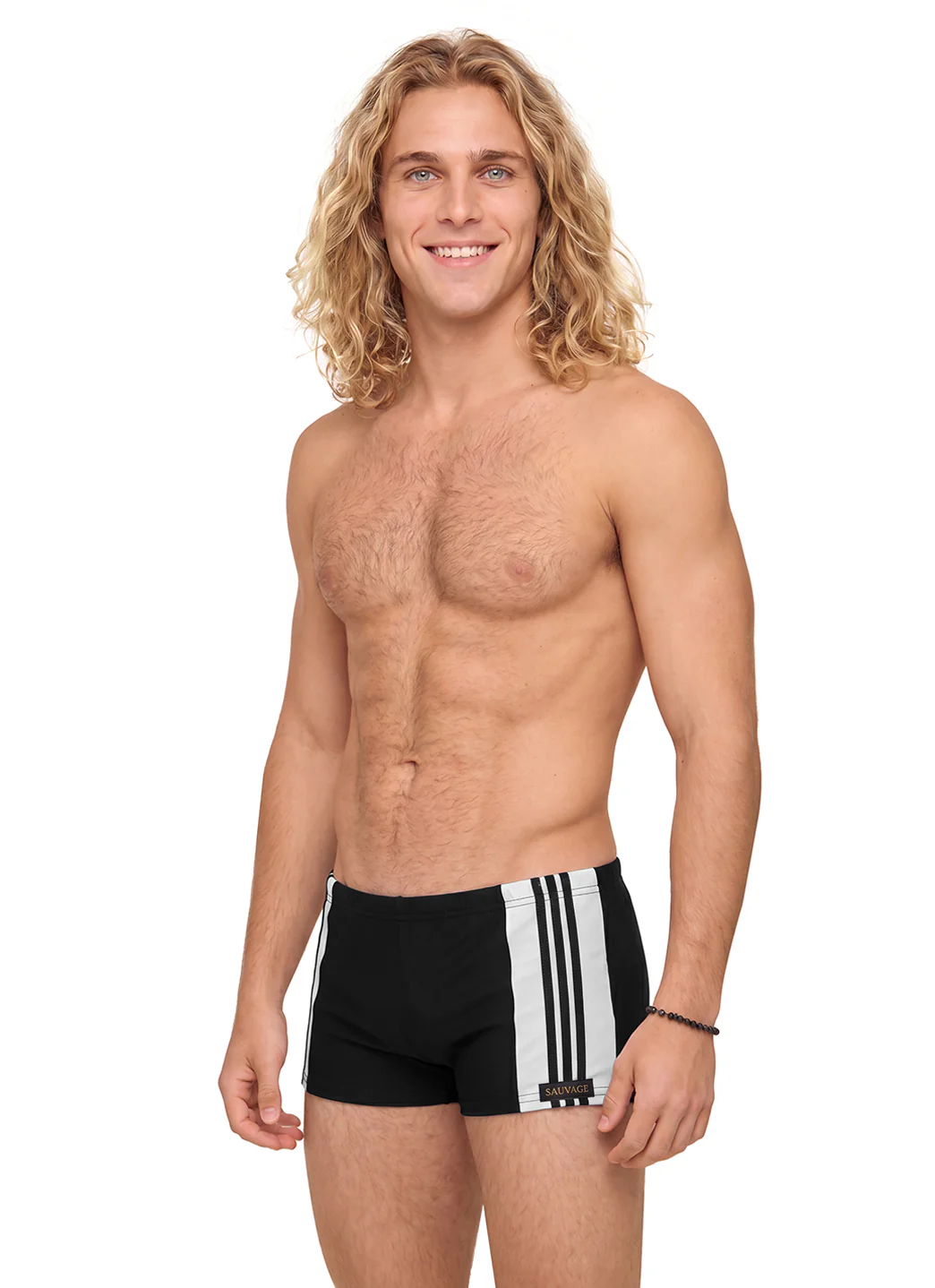 Sauvage Men's Side Stripe Square Leg Swimsuit - Image 10