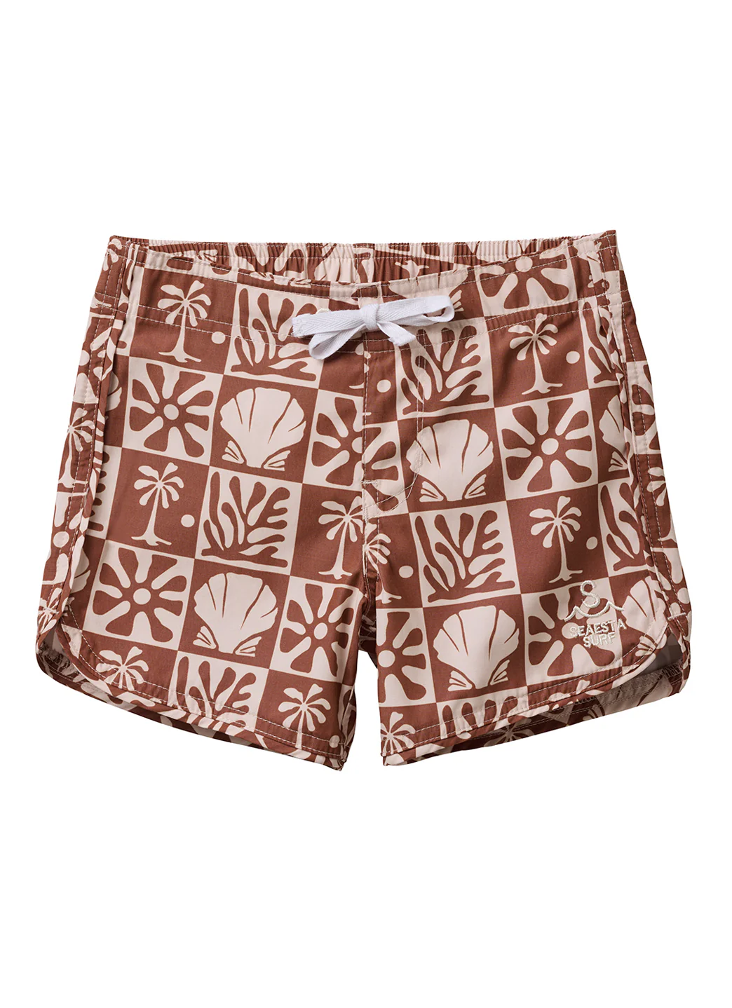 Seaesta Surf Boys' Scallop Beach Checks Retro Flare Board Short (Toddler, Little Kid, Big Kid)