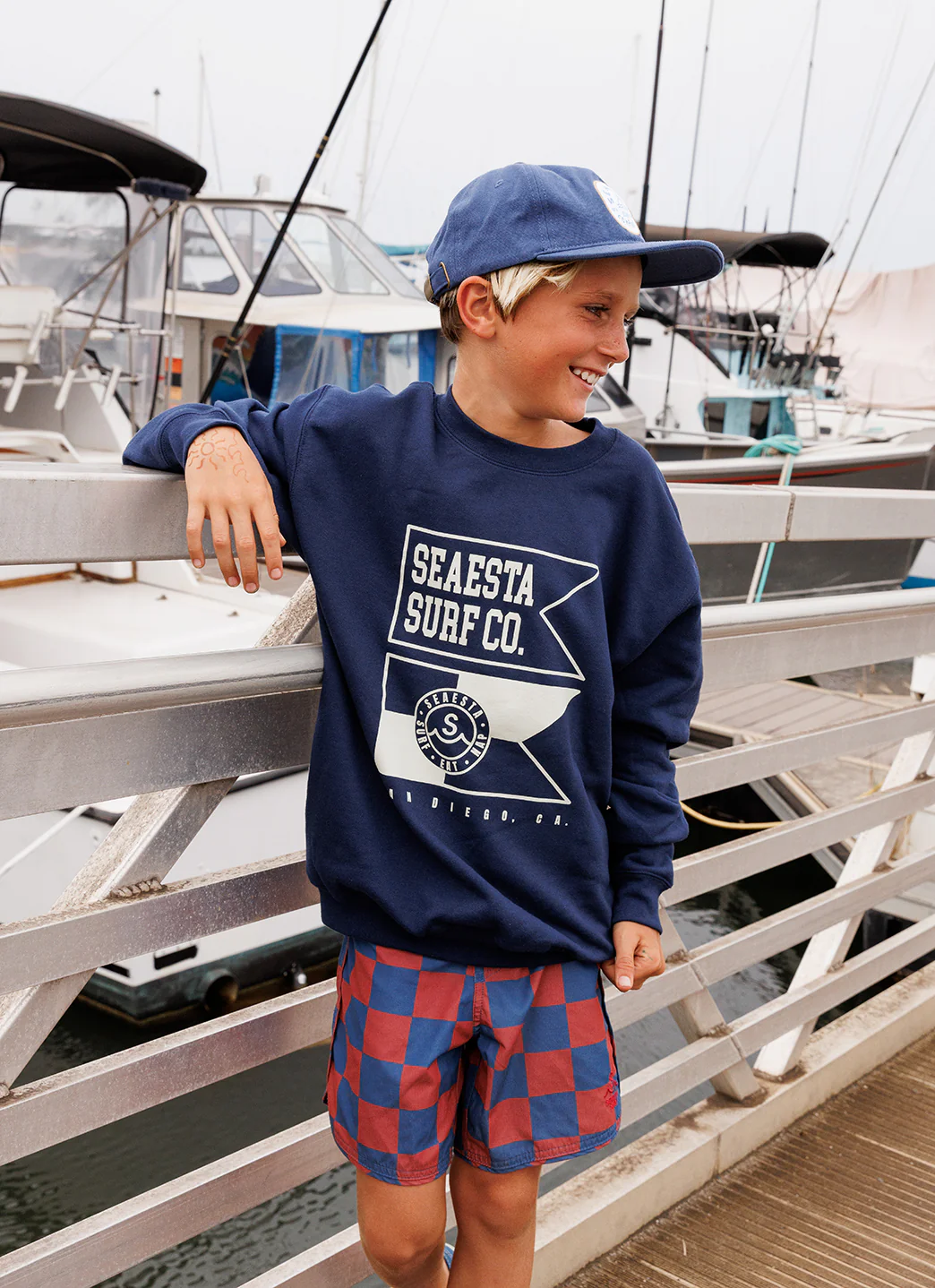 Seaesta Surf Boys' Scallop Nautical Checks Retro Flare Board Short (Toddler, Little Kid, Big Kid) - Image 6
