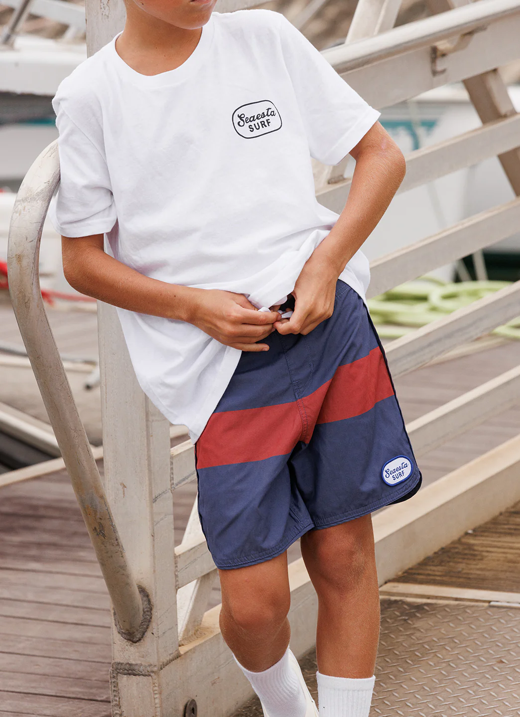 Seaesta Surf Boys' Scallop Stand Patch Retro Flare Board Short (Toddler, Little Kid, Big Kid) - Image 7