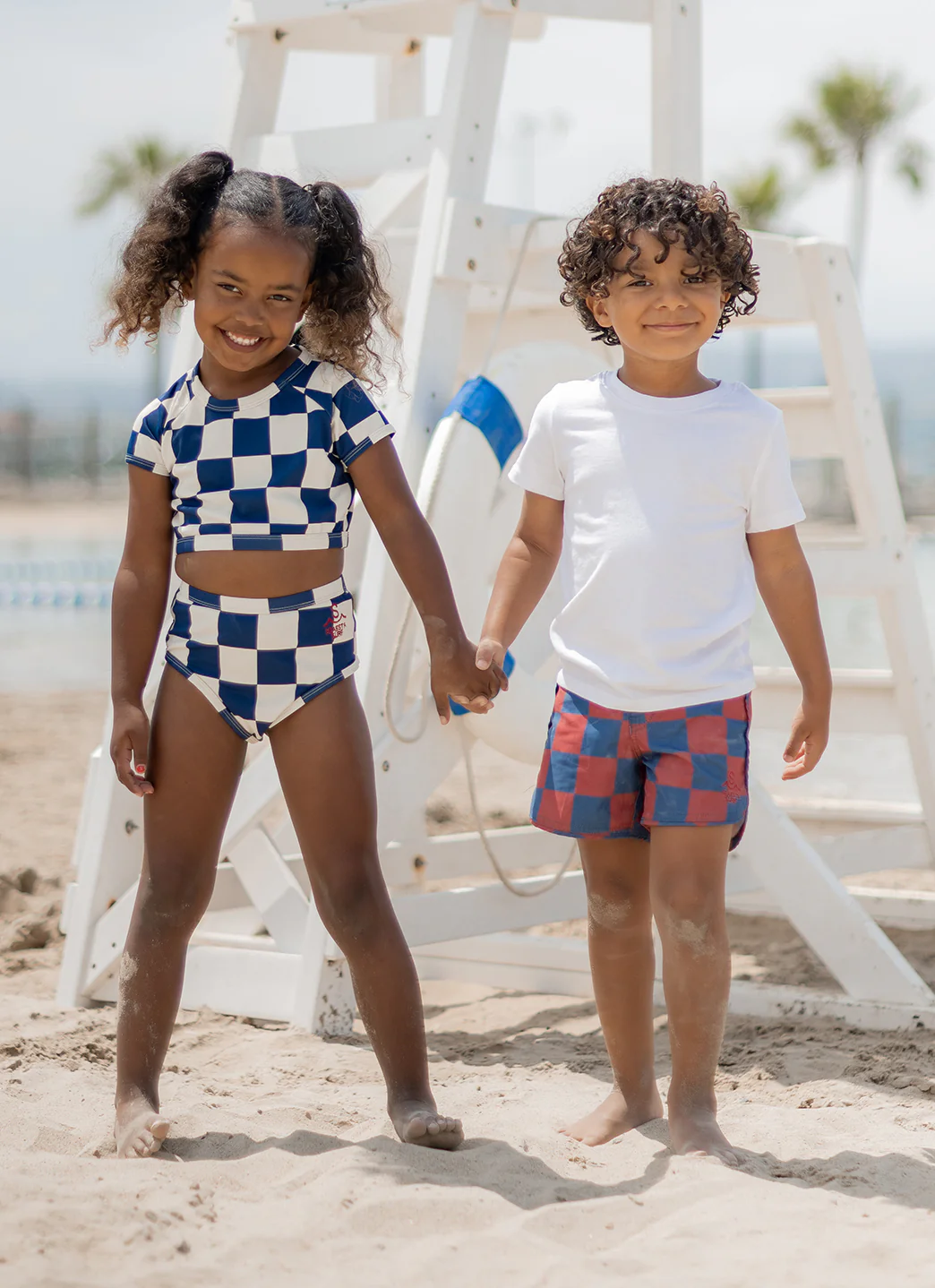 Seaesta Surf Girls' Nautical Checks Two Piece Rash Guard Set (Toddler, Little Kid, Big Kid) - Image 5