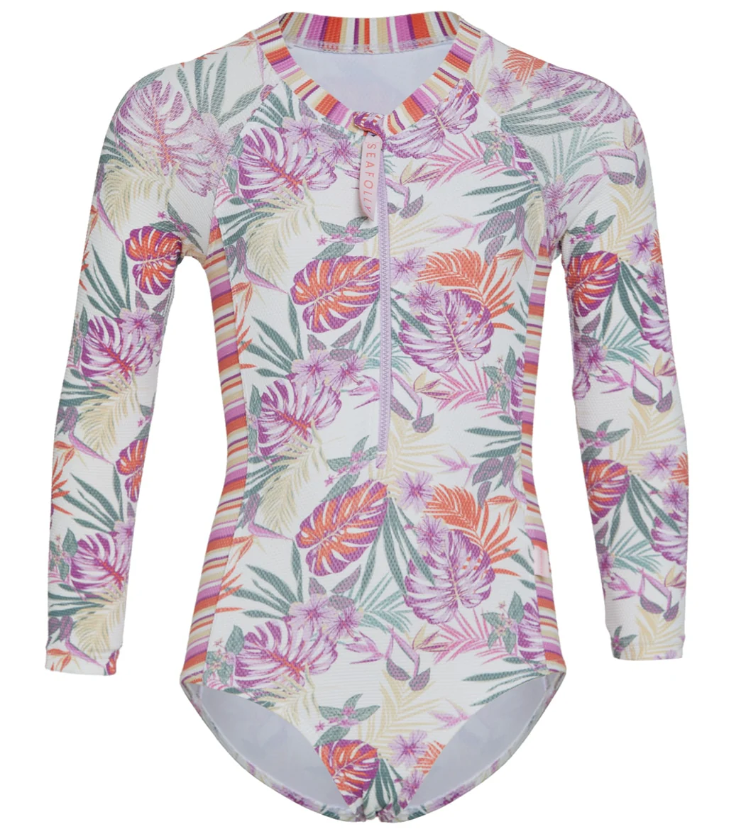 Seafolly Girls' Island In The Sun Long Sleeve One Piece Swimsuit (Baby, Toddler, Little Kid)
