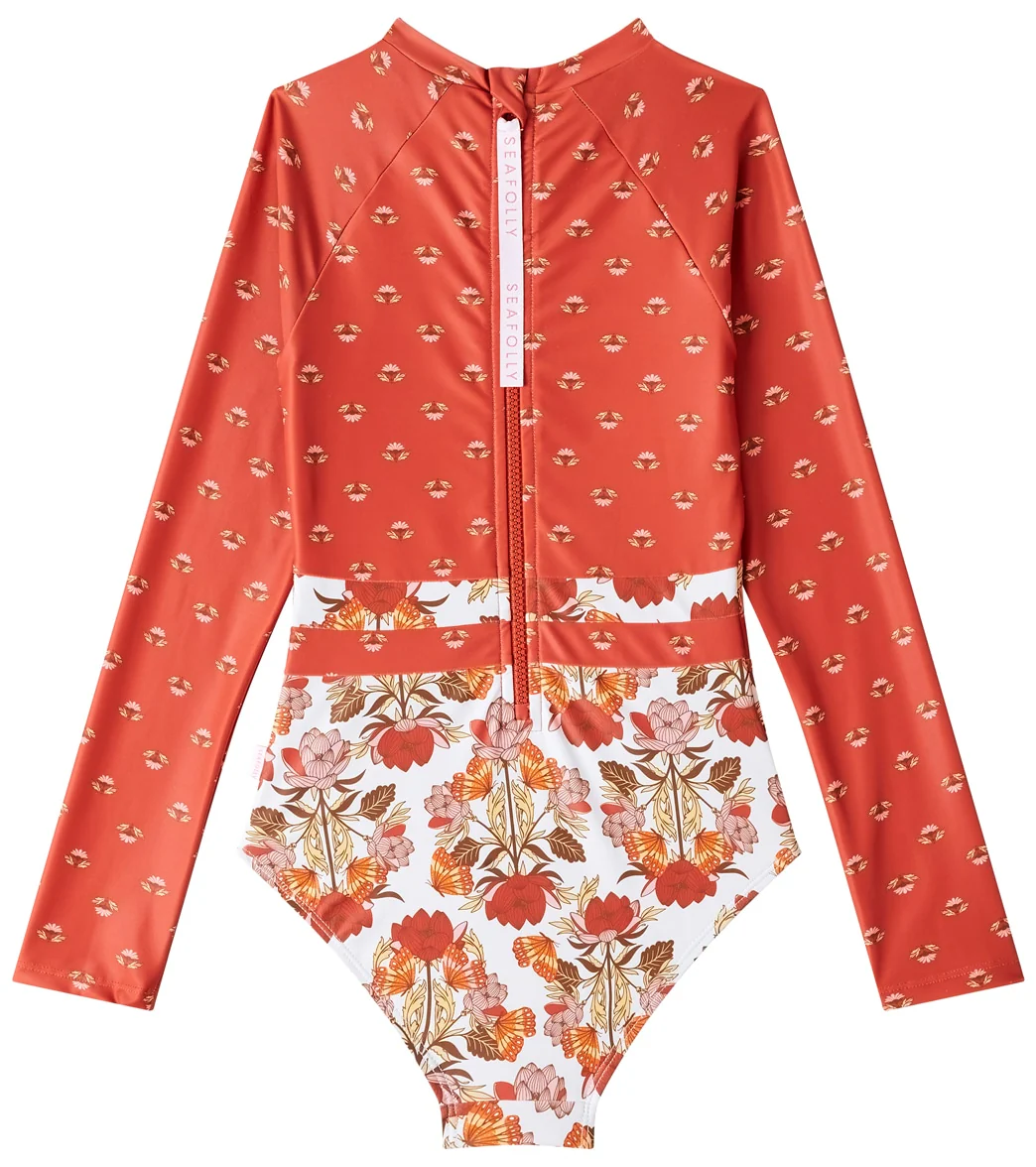 Seafolly Girls' Papillon Splice Long Sleeve One Piece Swimsuit (Big Kid) - Image 2
