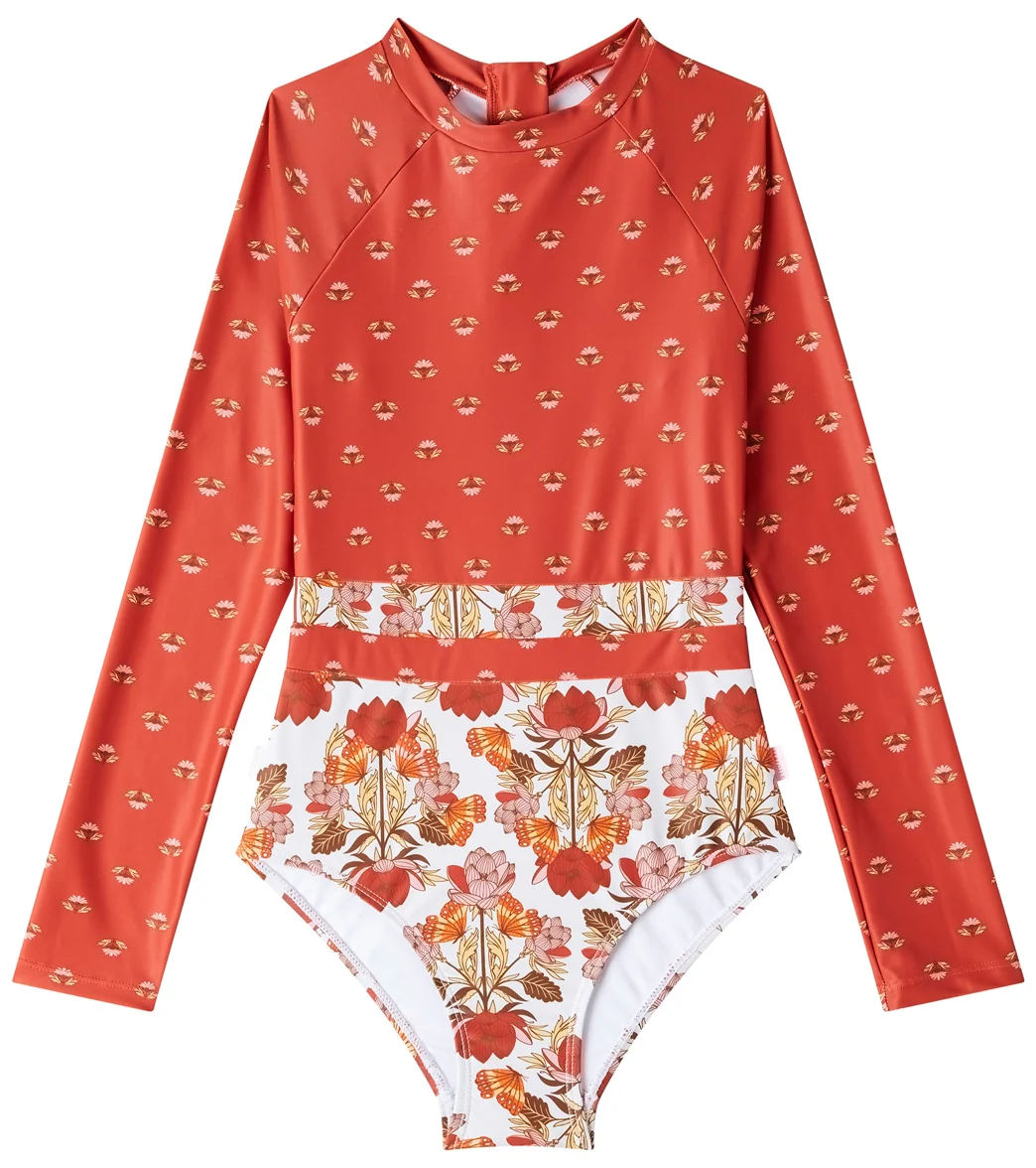 Seafolly Girls' Papillon Splice Long Sleeve One Piece Swimsuit (Big Kid) - Image 5