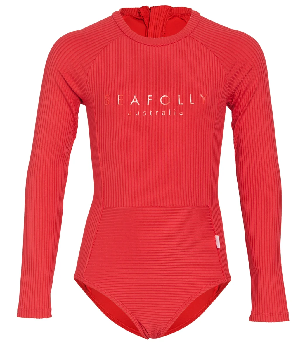 Seafolly Girls' Summer Essentials Long Sleeve One Piece Swimsuit (Big Kid)