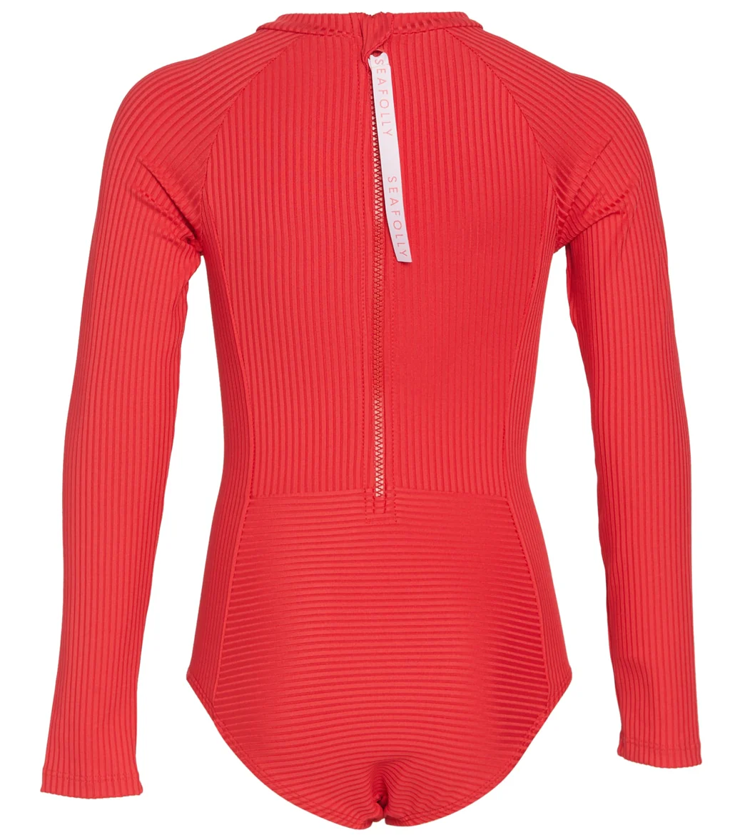Seafolly Girls' Summer Essentials Long Sleeve One Piece Swimsuit (Big Kid) - Image 2