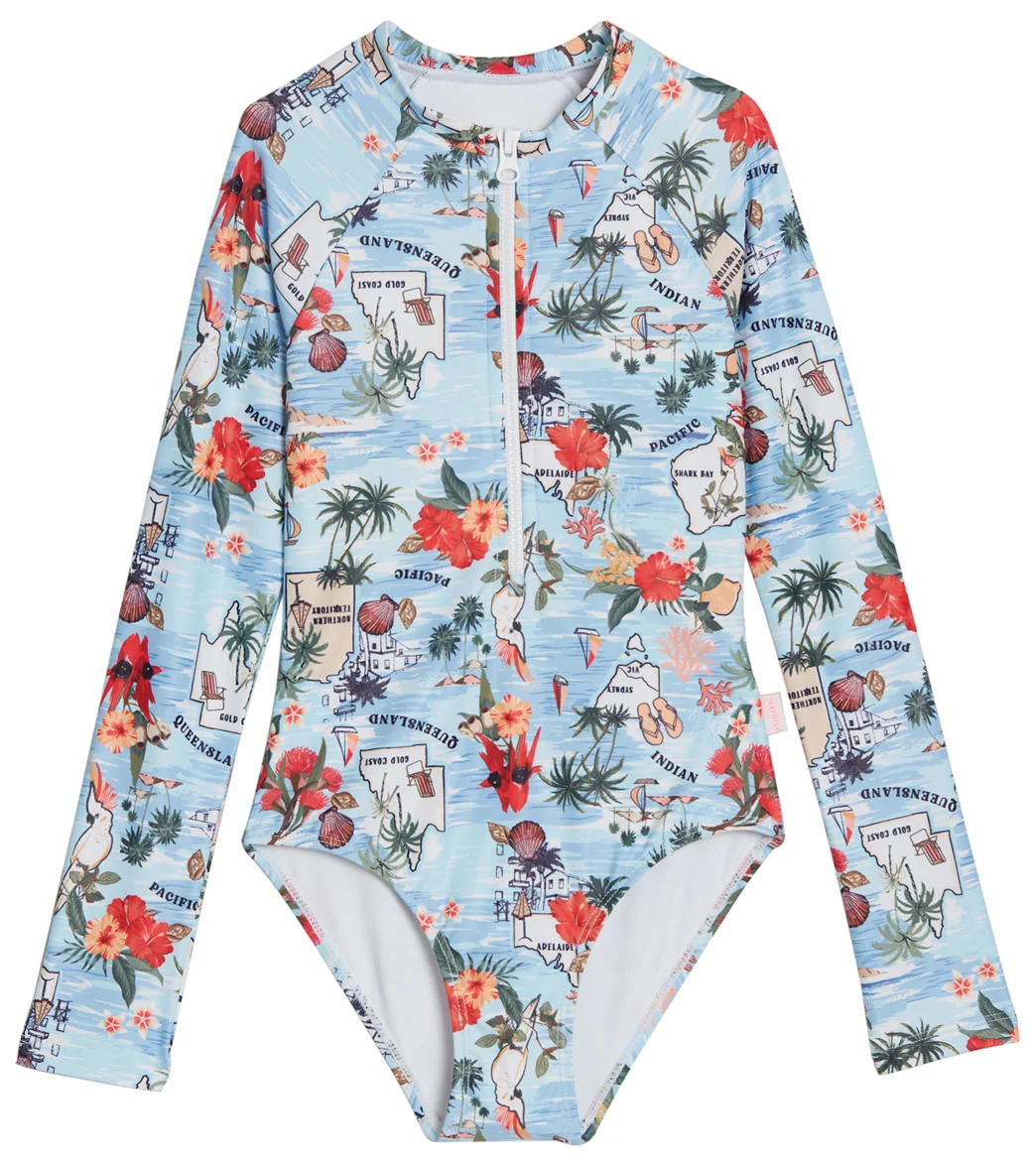 Seafolly Girls' Summer Vacay Long Sleeve One Piece Swimsuit (Big Kid) - Image 3