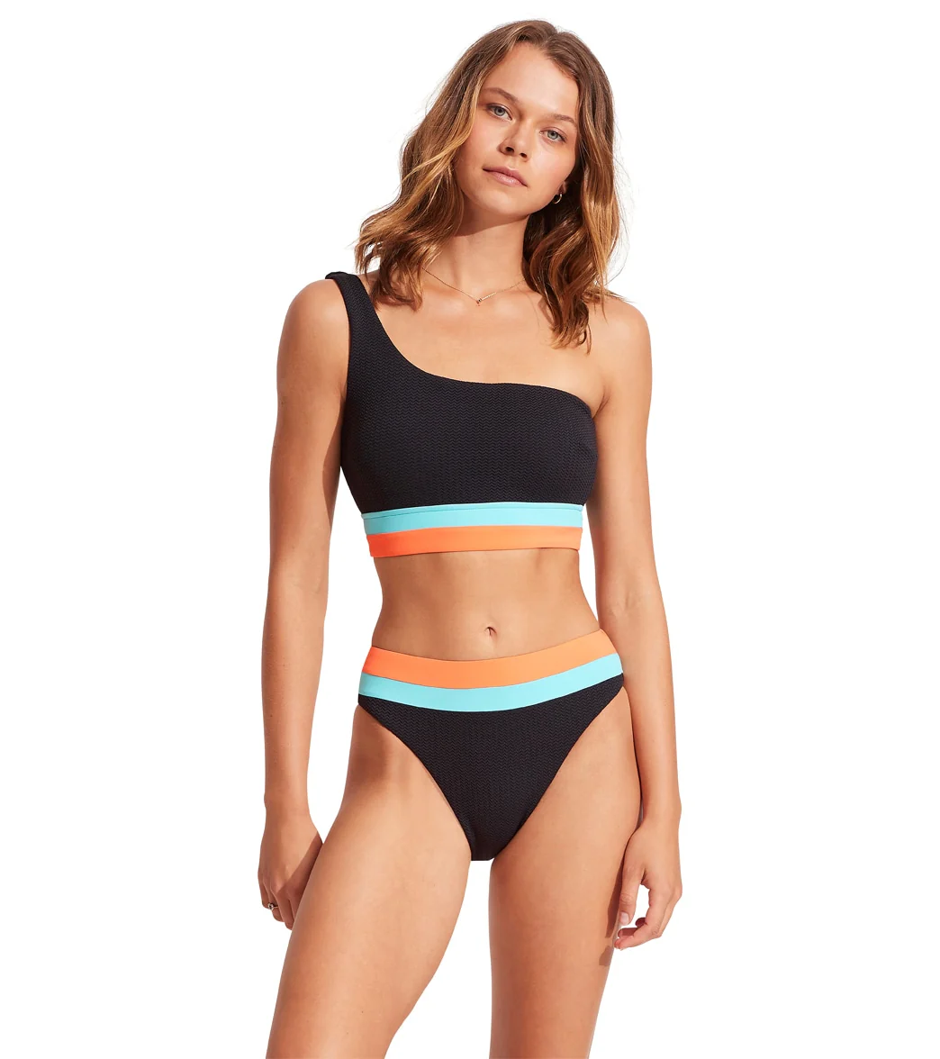 Seafolly Women's Slice Of Splice Spliced High Rise Bikini Bottom - Image 4