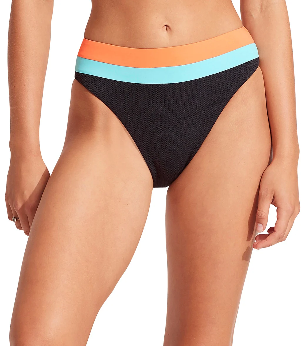 Seafolly Women's Slice Of Splice Spliced High Rise Bikini Bottom - Image 7