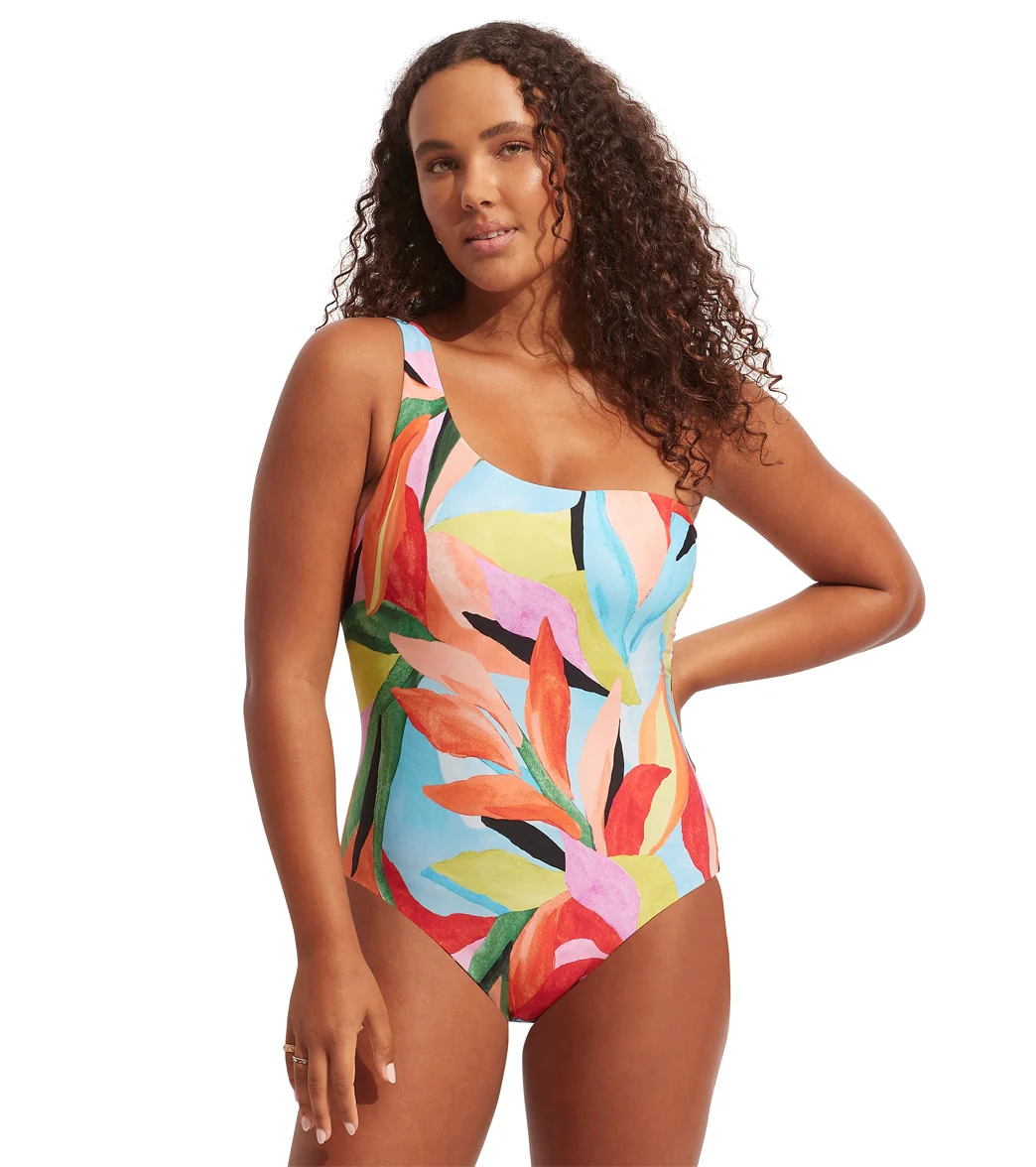 Seafolly Women's Tropfest Reversible One Shoulder One Piece Swimsuit - Image 7