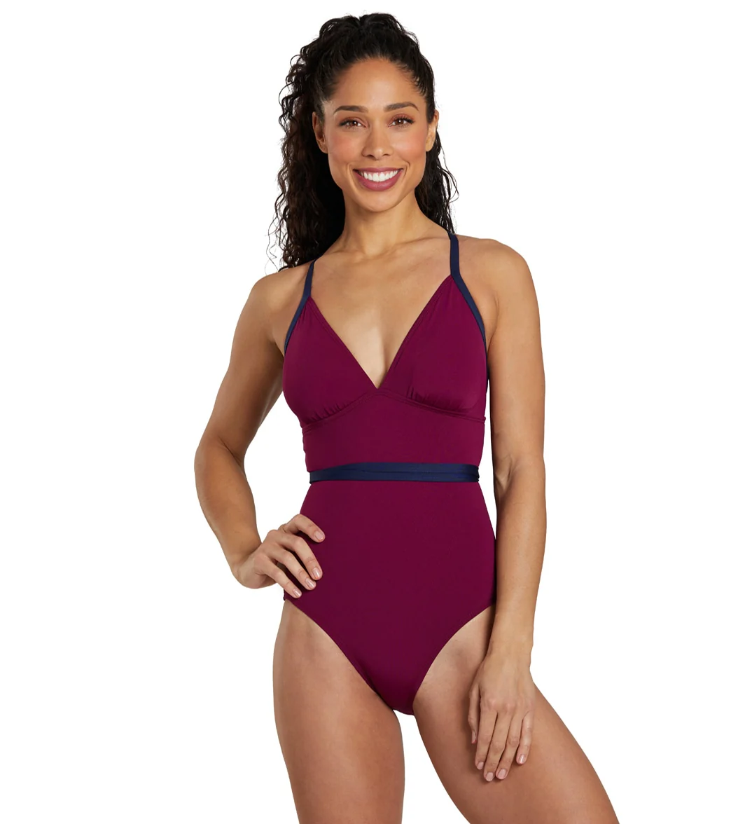 See Her Swim Women's The Breaststroke Triangle Top One Piece Swimsuit - Image 43