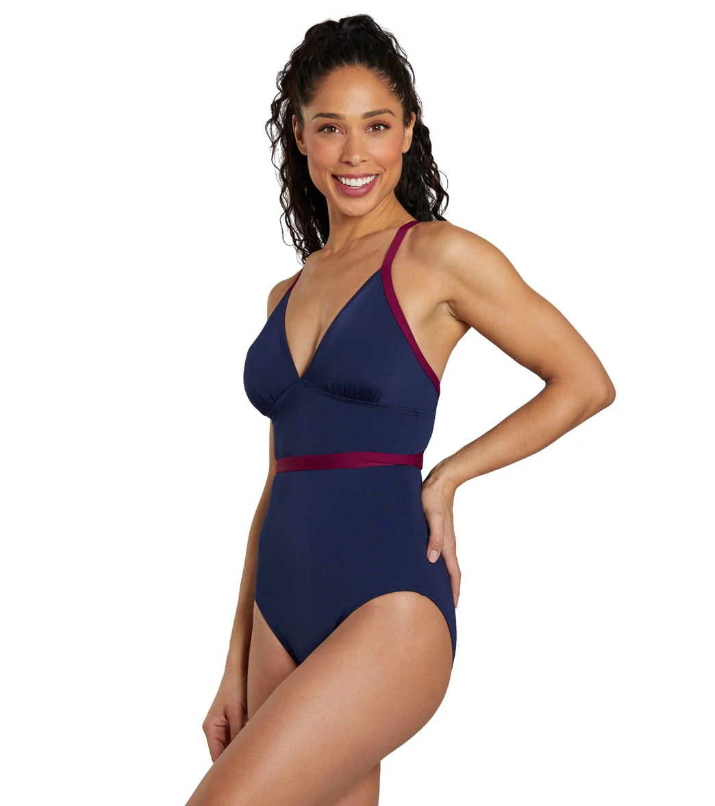 See Her Swim Women's The Breaststroke Triangle Top One Piece Swimsuit - Image 47