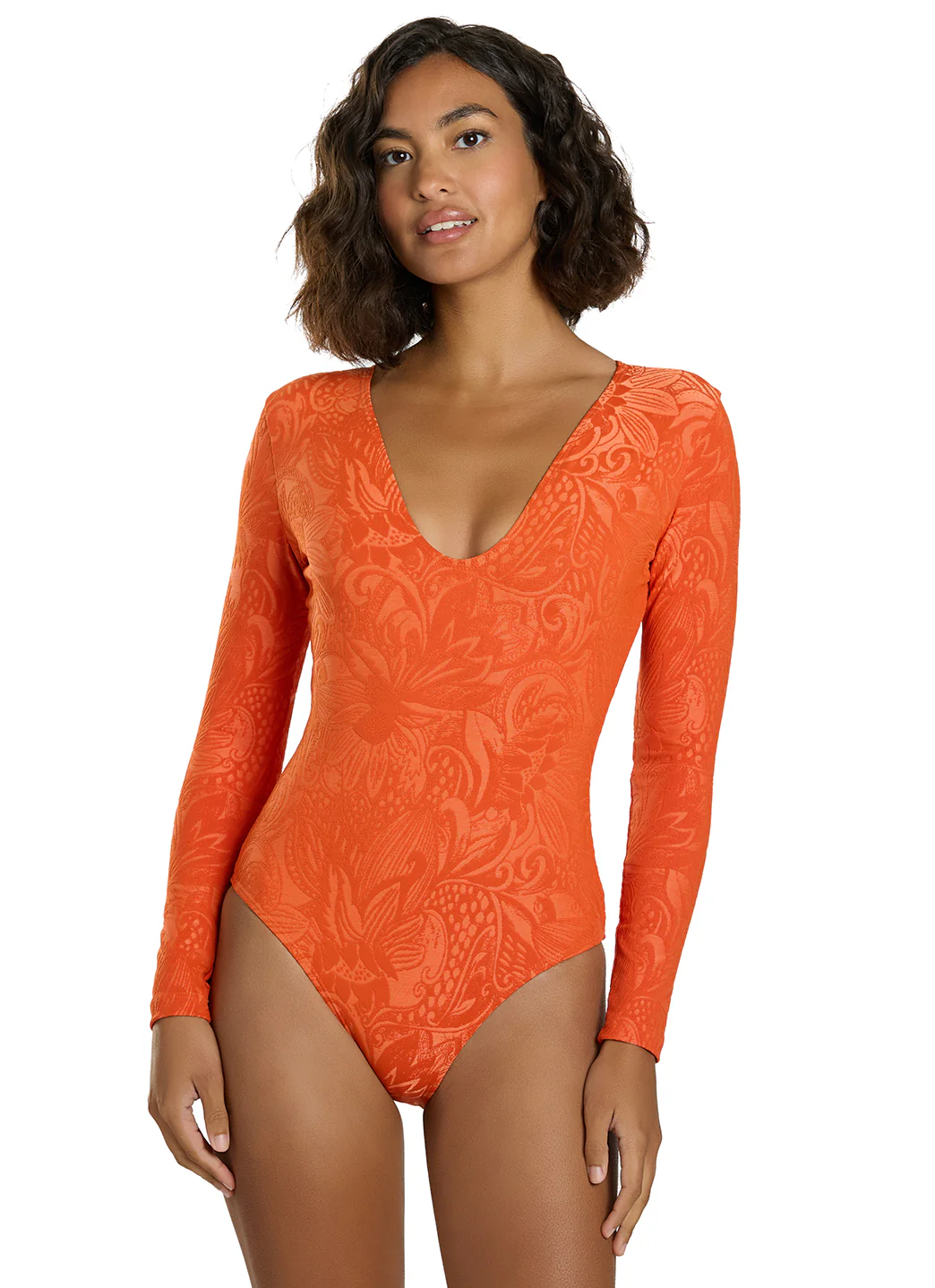 Seea Women's Valentina V-Neck Long Sleeve One Piece Swimsuit - Image 2