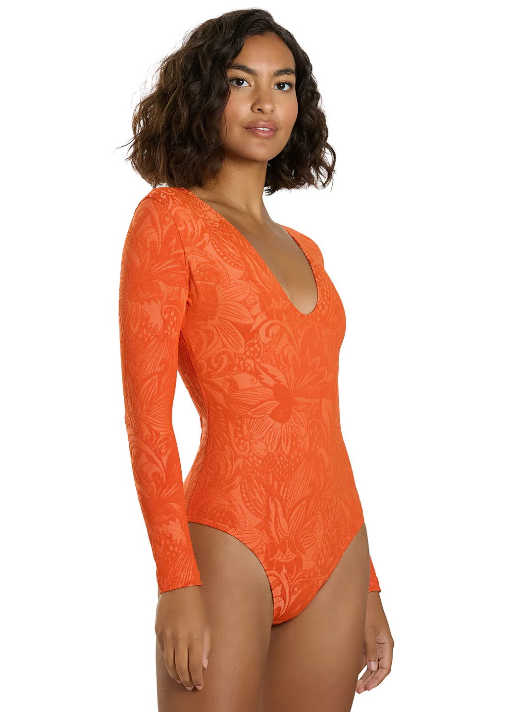Seea Women's Valentina V-Neck Long Sleeve One Piece Swimsuit - Image 3
