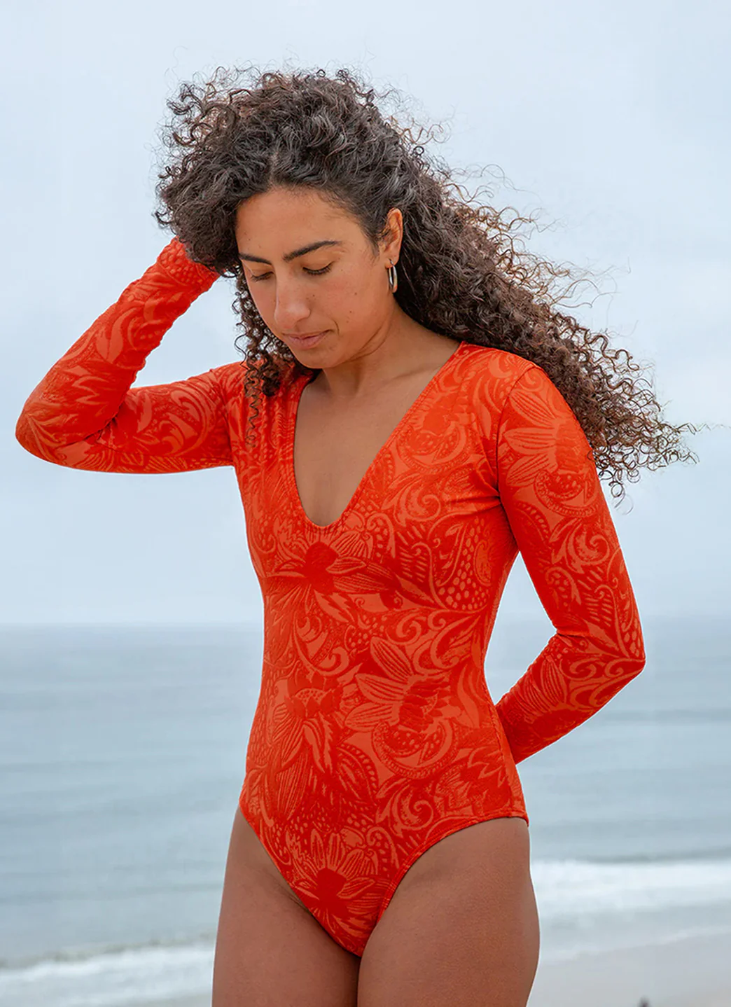 Seea Women's Valentina V-Neck Long Sleeve One Piece Swimsuit - Image 7