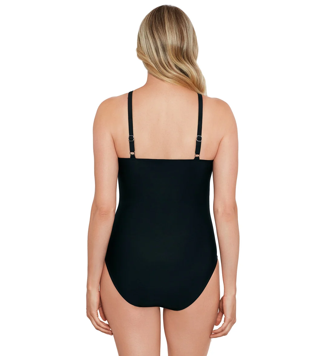 Shape Solver By Penbrooke Women's Batik Charm High Neck One Piece Swimsuit - Image 3