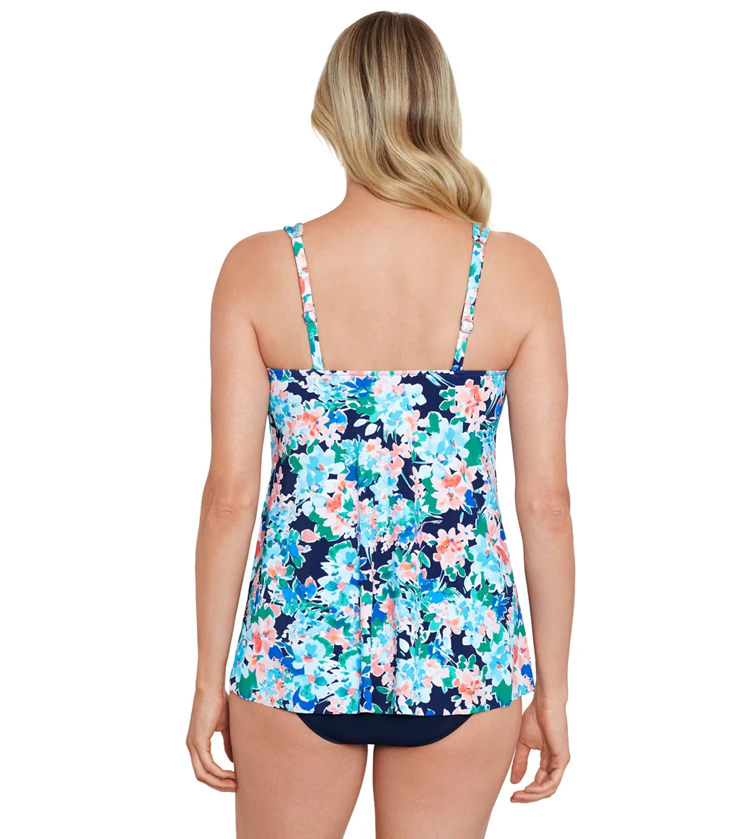 Shape Solver By Penbrooke Women's Ditsy Days Princess Seam Hi Lo Tankini Top - Image 3