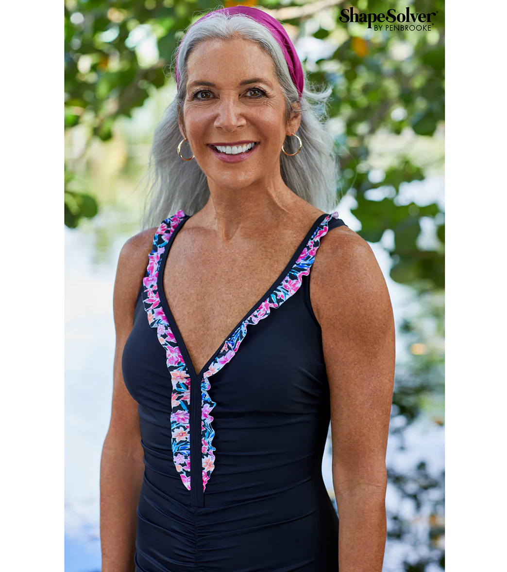 Shape Solver By Penbrooke Women's Florentine Girl Leg One Piece Swimsuit - Image 6