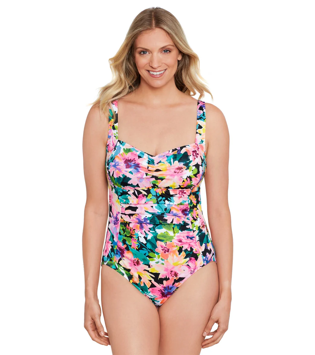 Shape Solver By Penbrooke Women's Glowing Pains Spa Chlorine Resistant Shirred Bodice One Piece Swimsuit - Image 5
