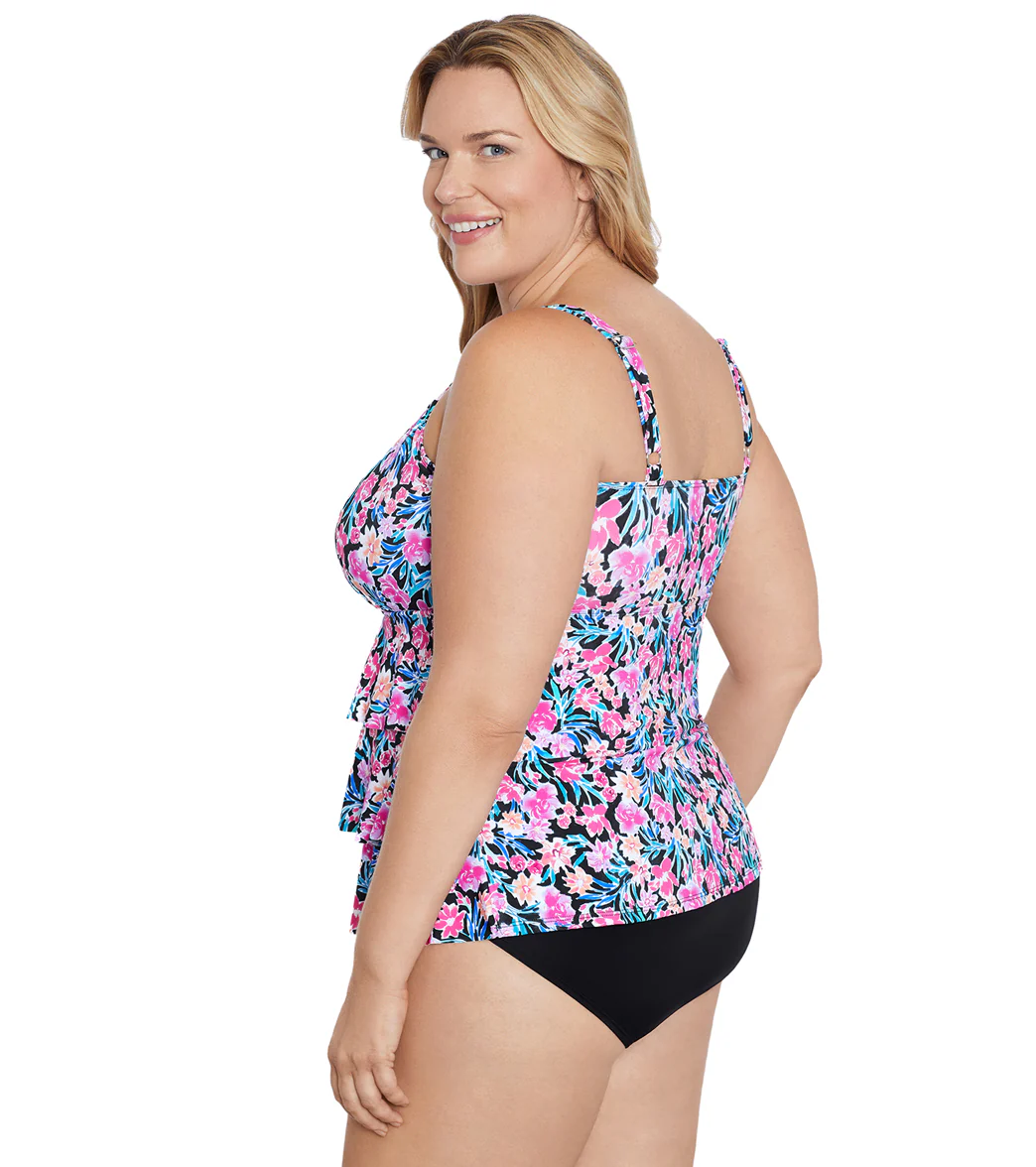 Shape Solver By Penbrooke Women's Plus Florentine Fauxkini One Piece Swimsuit - Image 2
