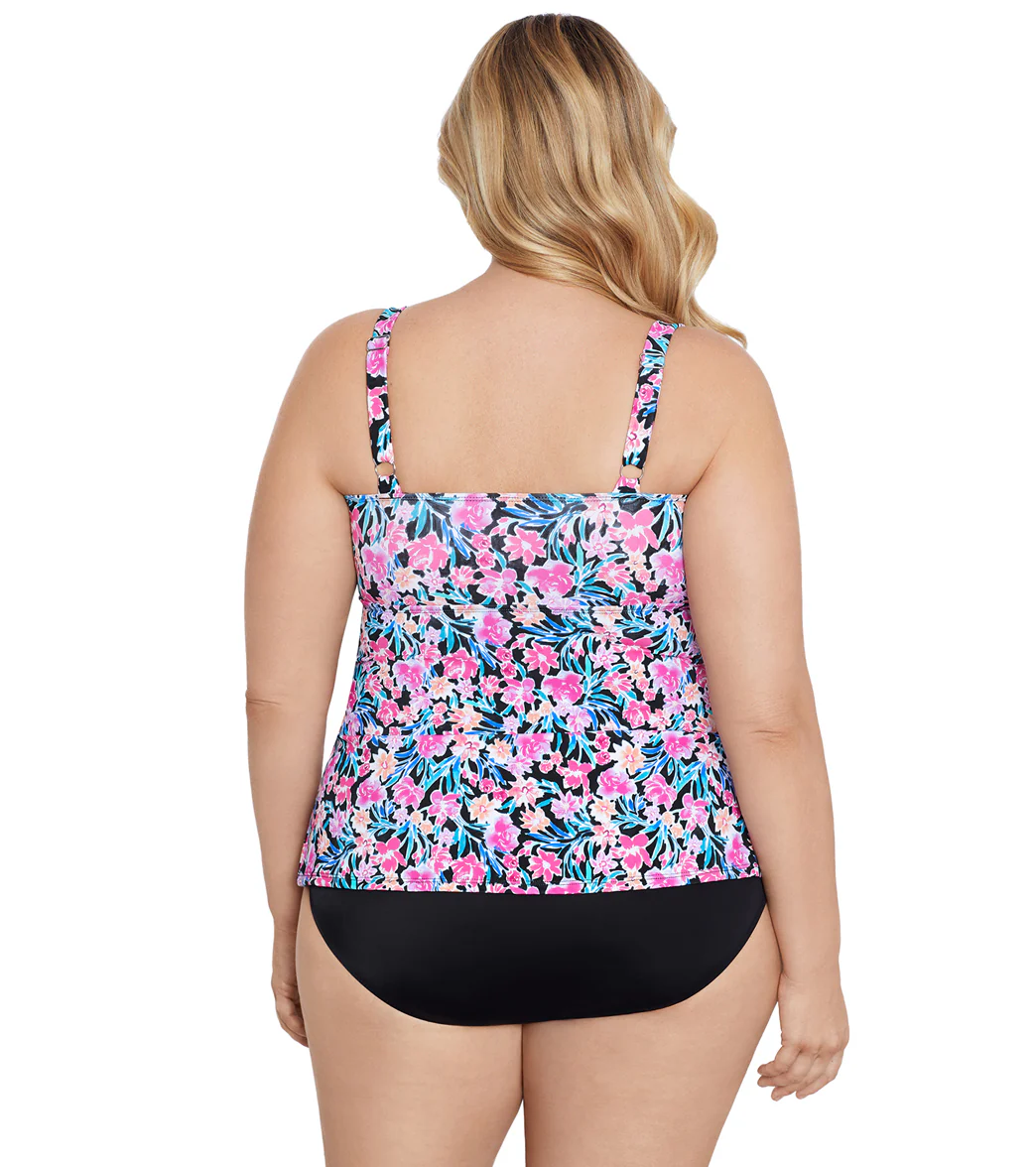 Shape Solver By Penbrooke Women's Plus Florentine Fauxkini One Piece Swimsuit - Image 3