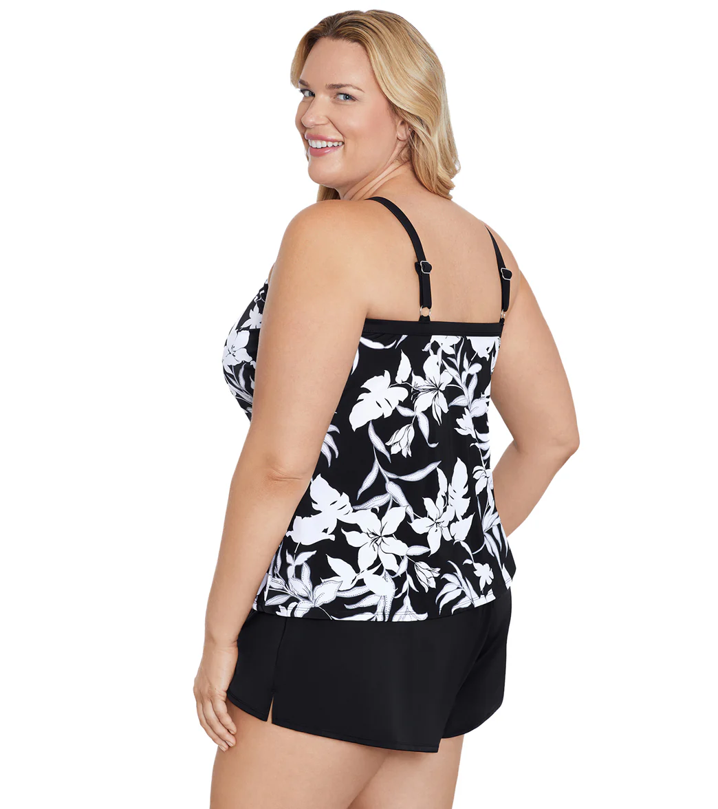 Shape Solver By Penbrooke Women's Plus Night Shade High Neck Tankini Top - Image 2