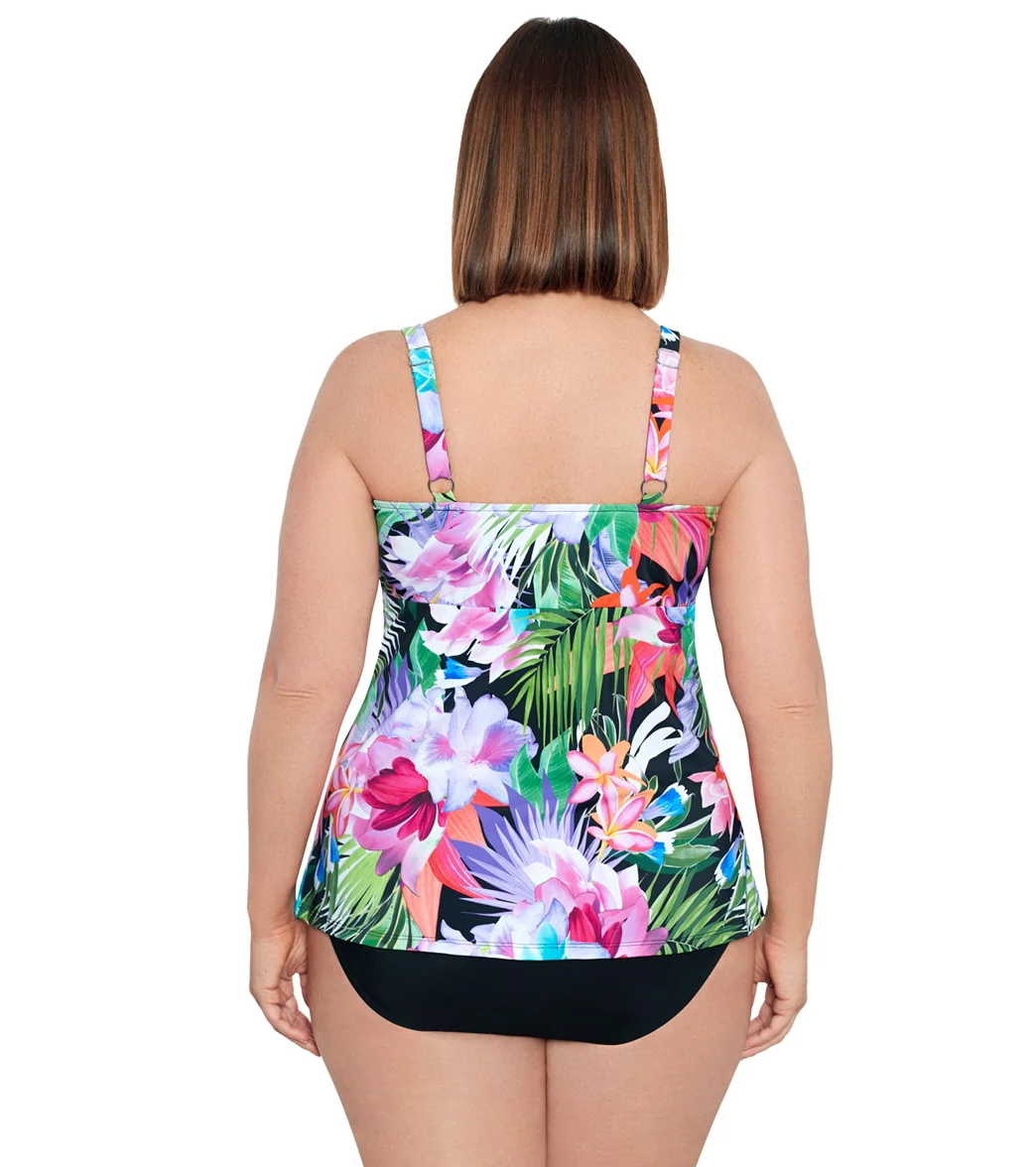 Shape Solver By Penbrooke Women's Plus Size Lush Life Triple Tier Tankini Top - Image 3