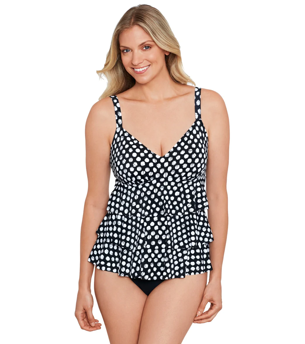 Shape Solver By Penbrooke Women's Spots Triple Tier Fauxkini One Piece Swimsuit - Image 5