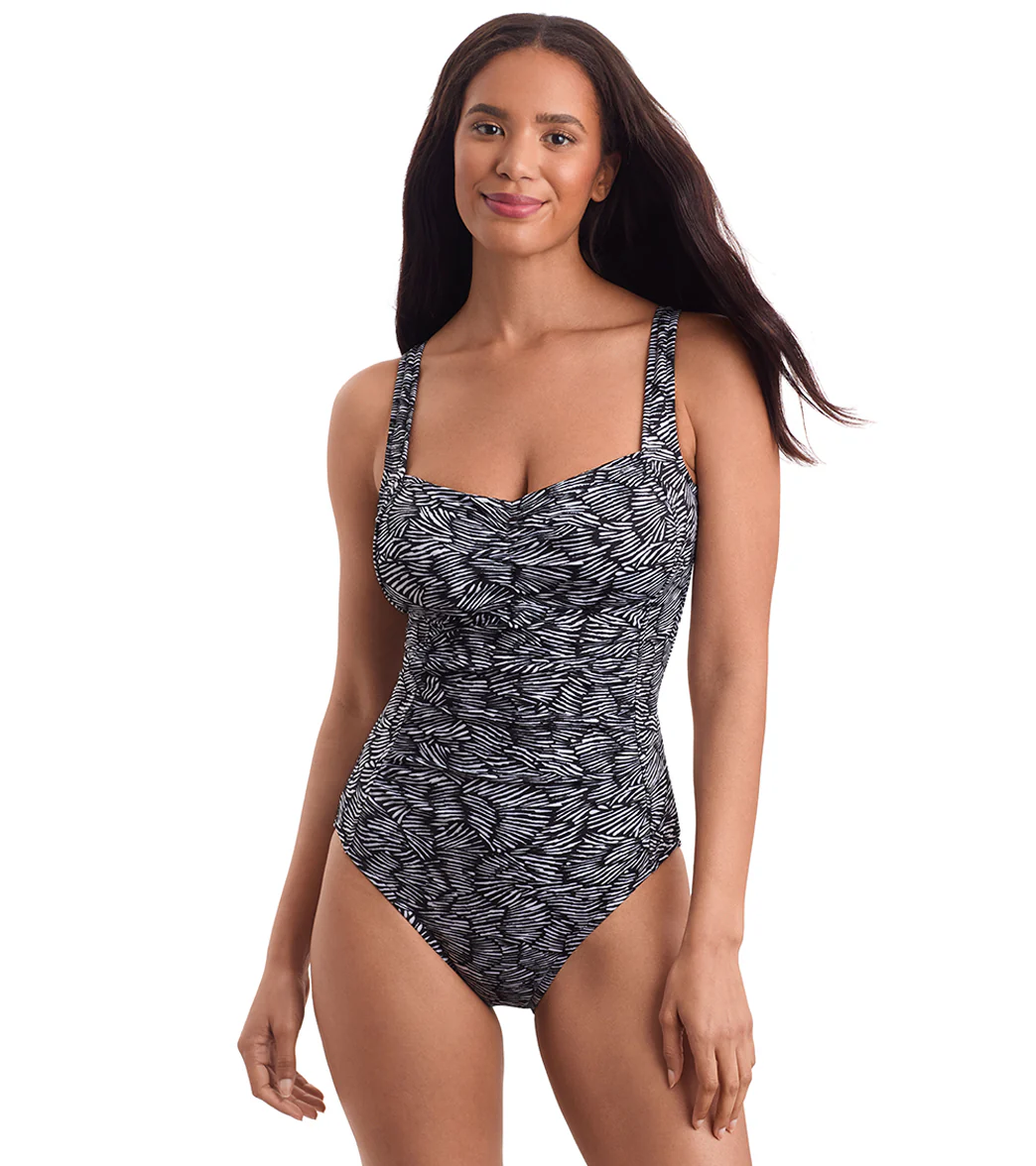 Shape Solver SPORT Women's Chlorine Resistant  Spa  Shifter Shirred Bodice Tank One Piece Swimsuit - Image 5