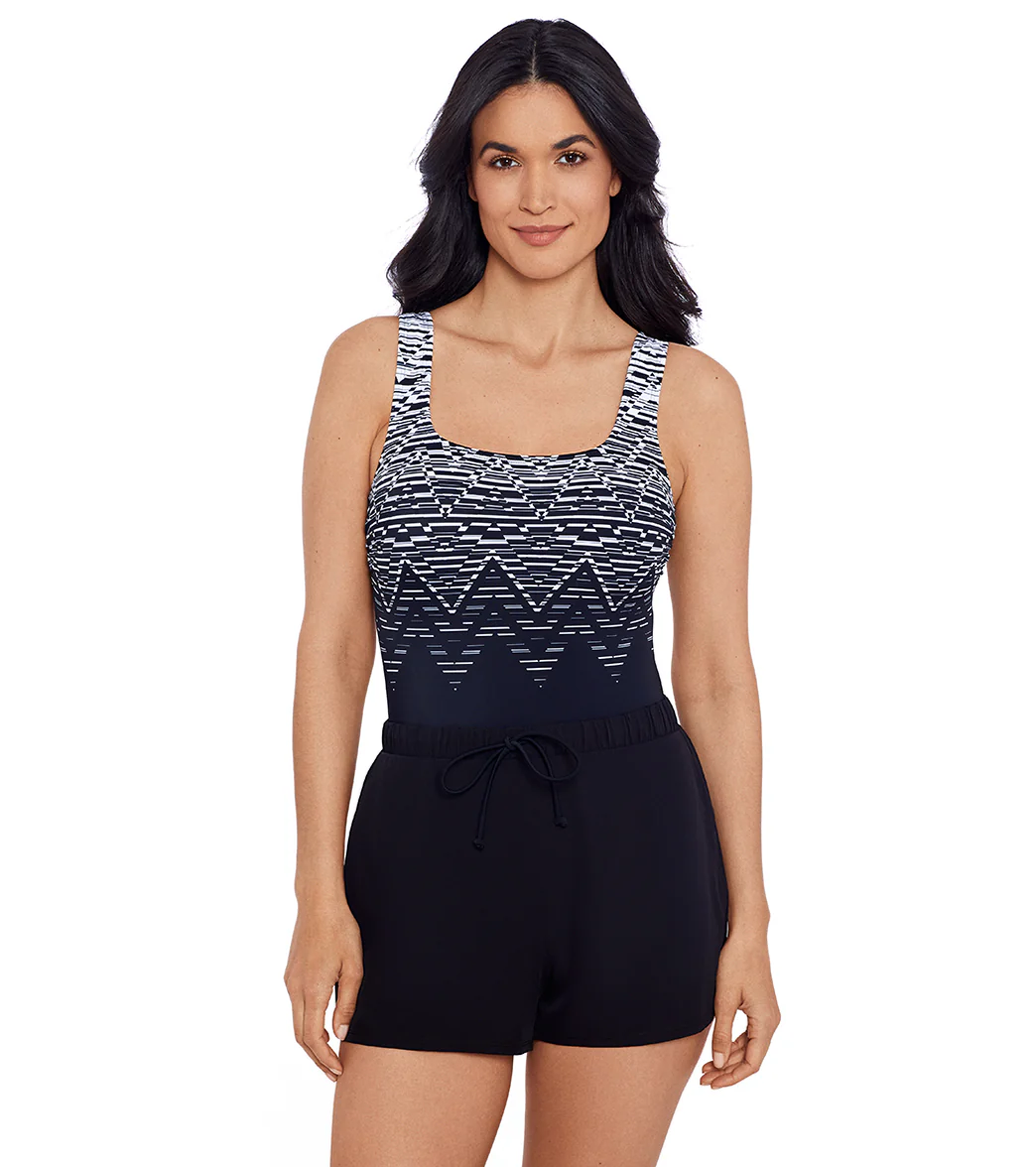 Shape Solver SPORT Women's Dash Point Scoopneck Swim Romper - Image 5