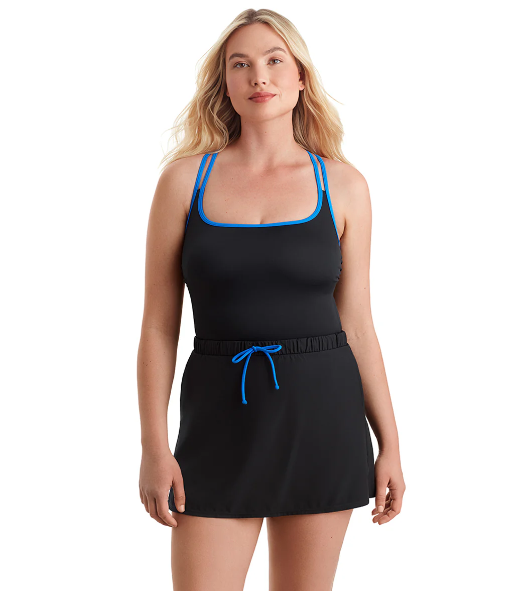 Shape Solver SPORT Women's Fashion Solids Skirted Runaround One Piece Swimsuit - Image 9